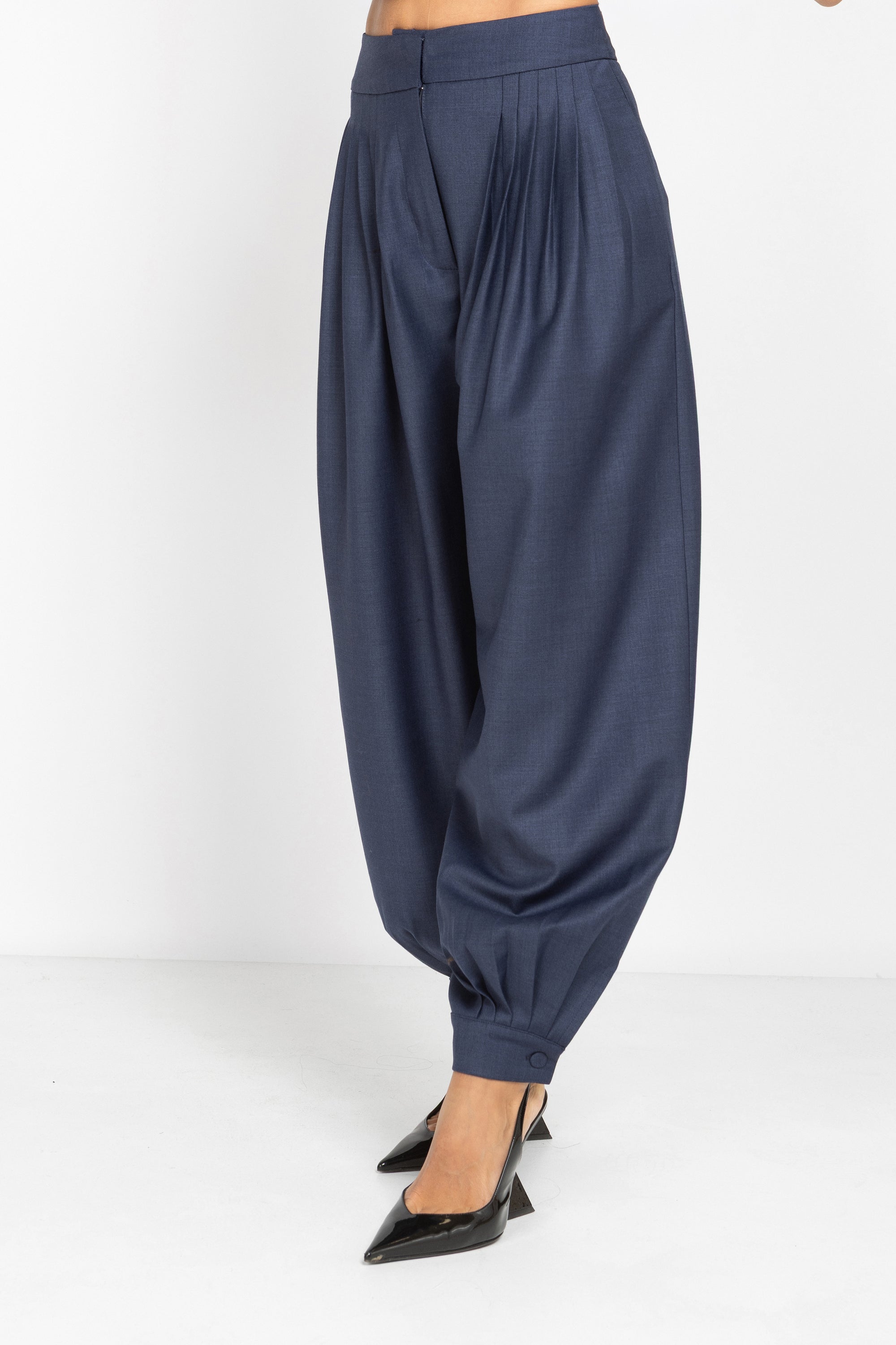 Wool Balloon Trousers with Pleats
