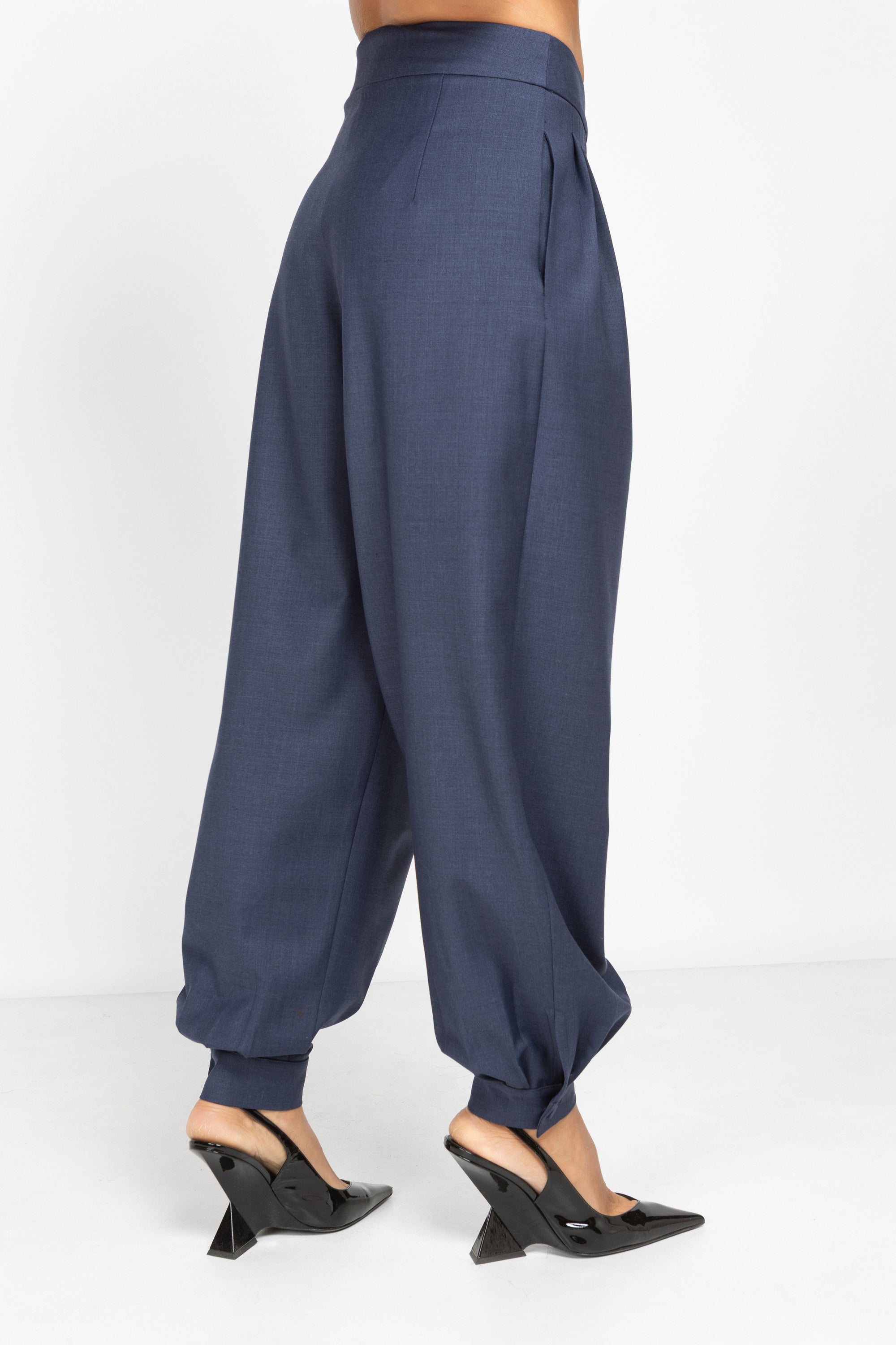 Wool Balloon Trousers with Pleats
