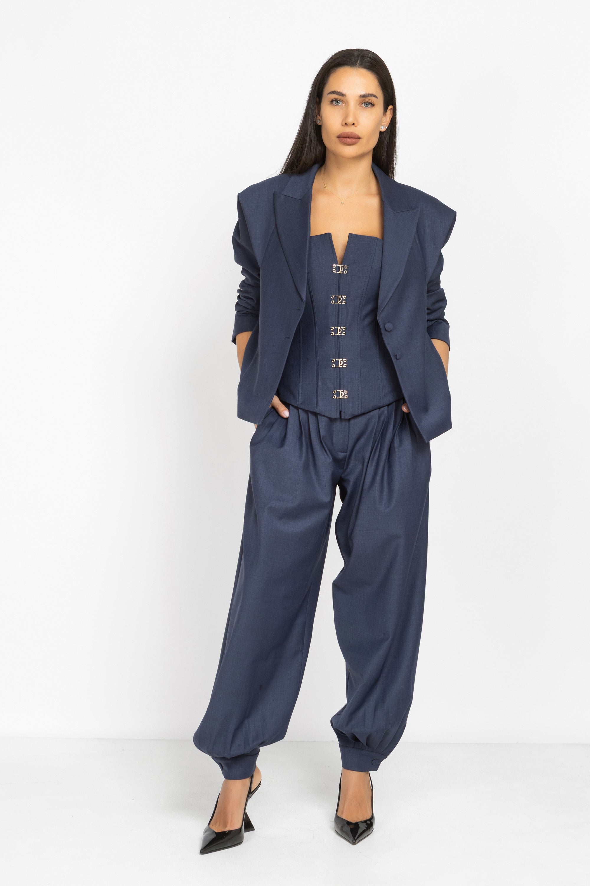 Wool Balloon Trousers with Pleats