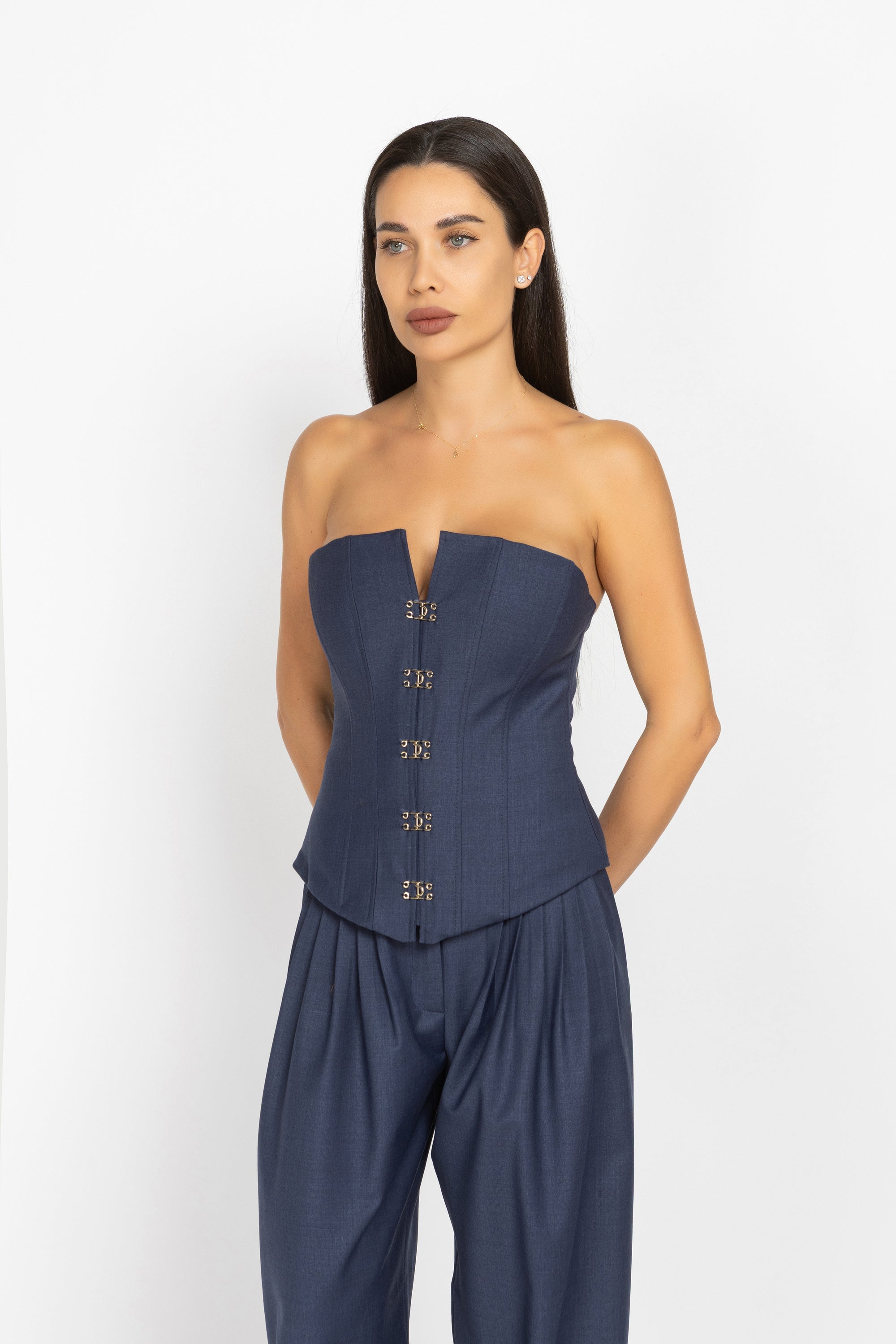 Wool Corset with Gold Clasps