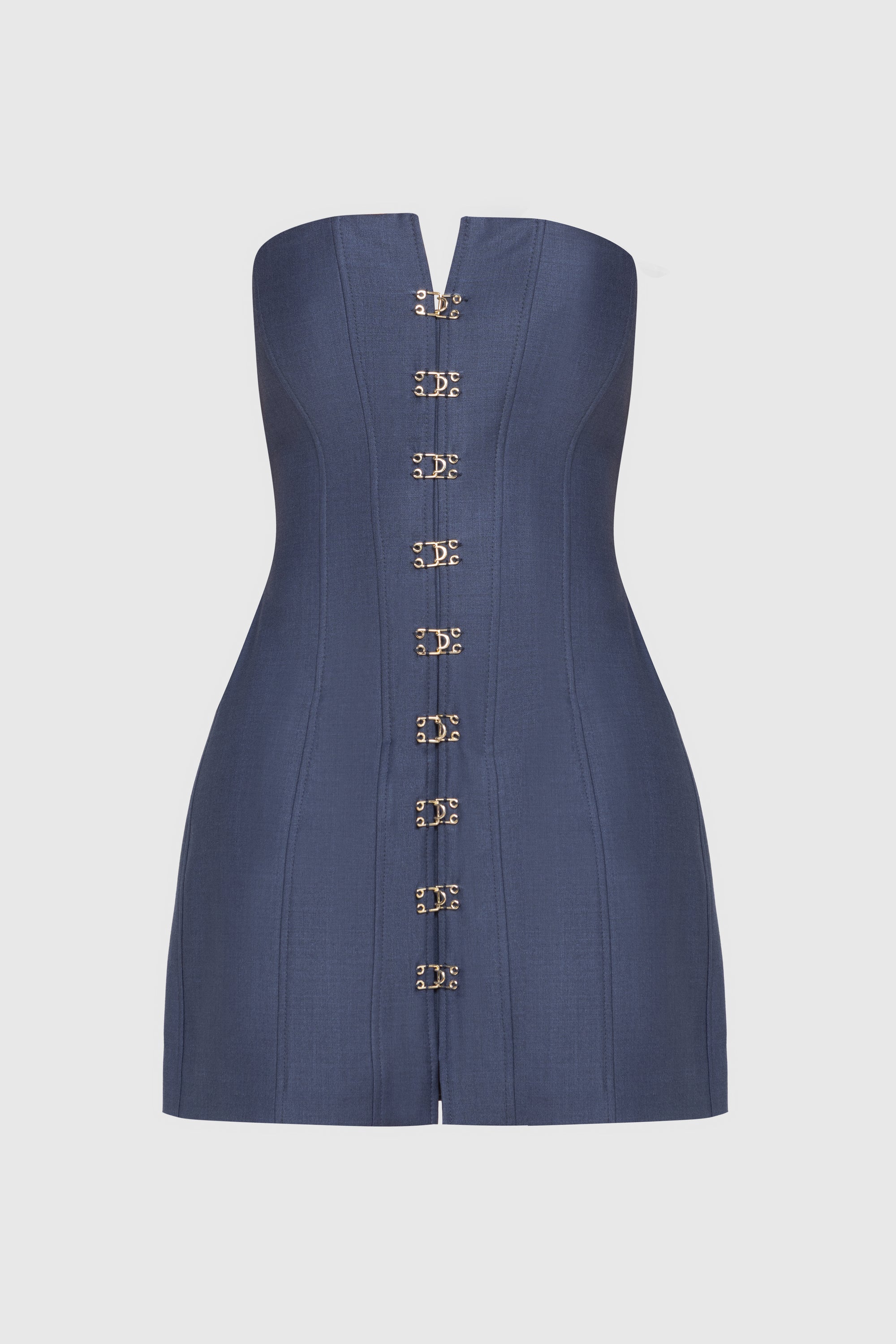 Wool Mini Dress with Gold Clasps