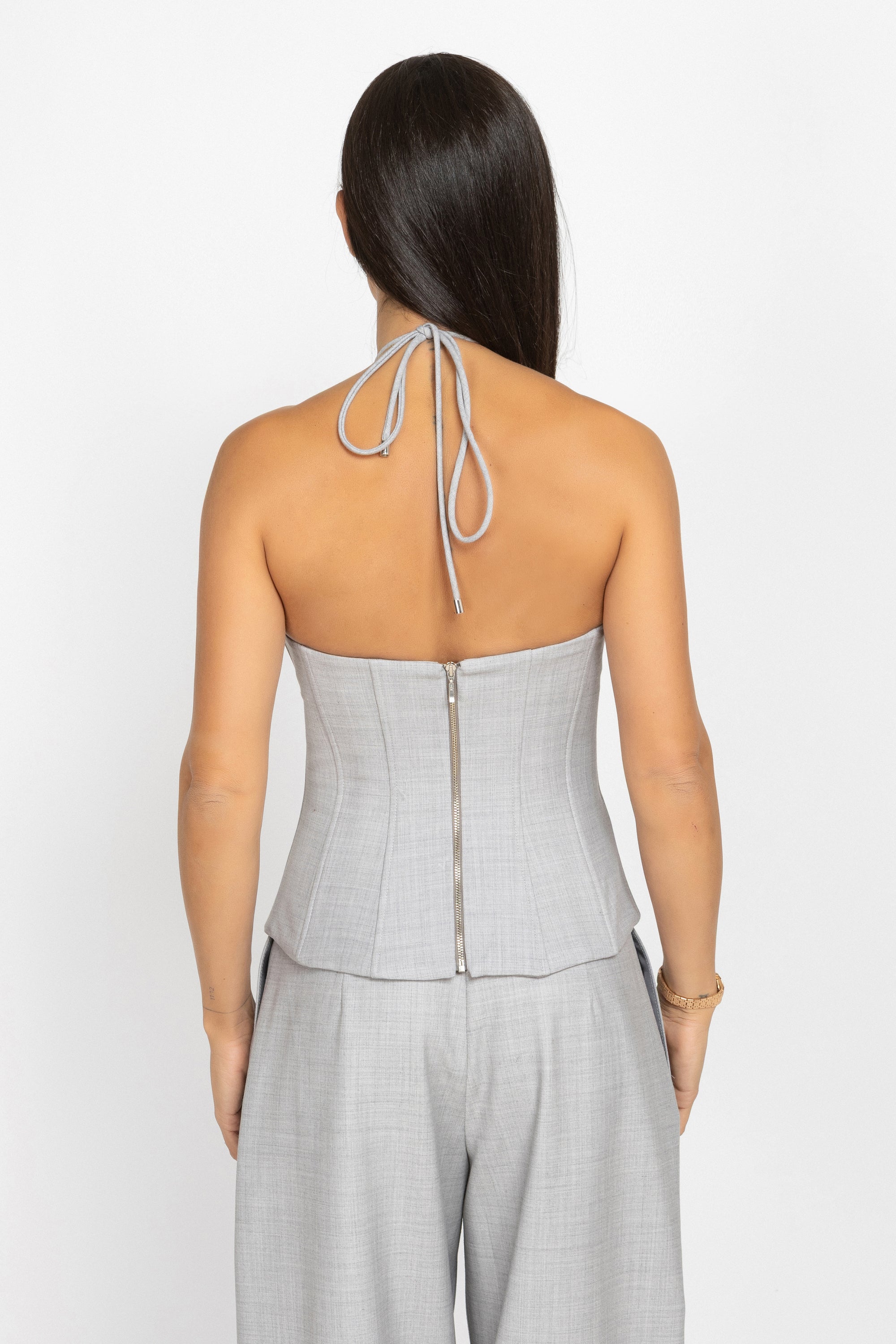 Wool Bustier Corset Top with Halter Neck