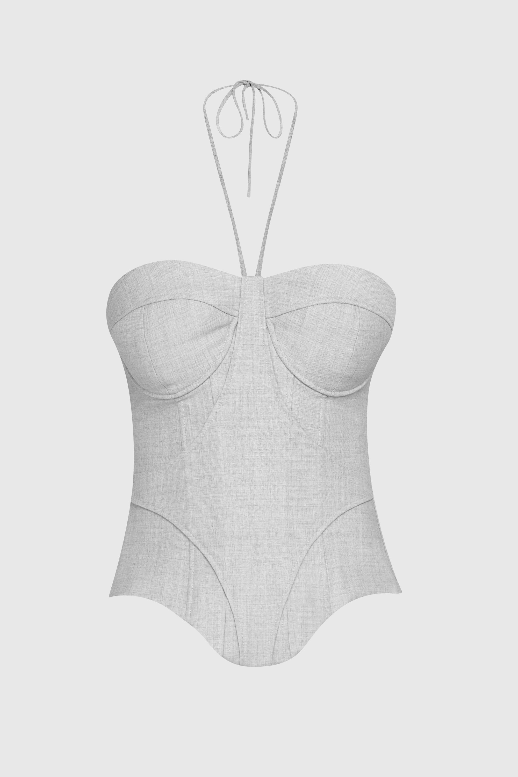 Wool Bustier Corset Top with Halter Neck