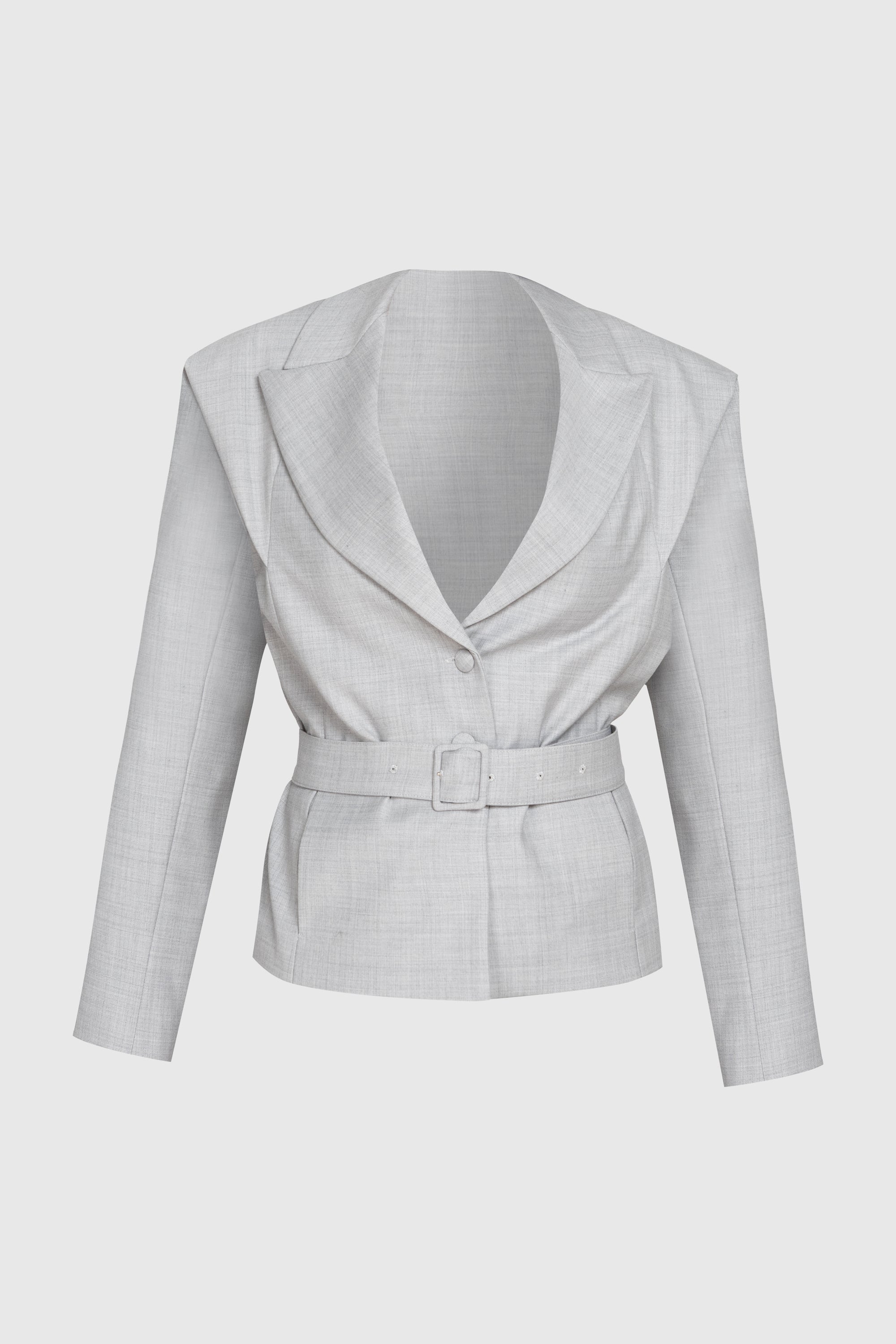 Wool Blazer with Waist Belt