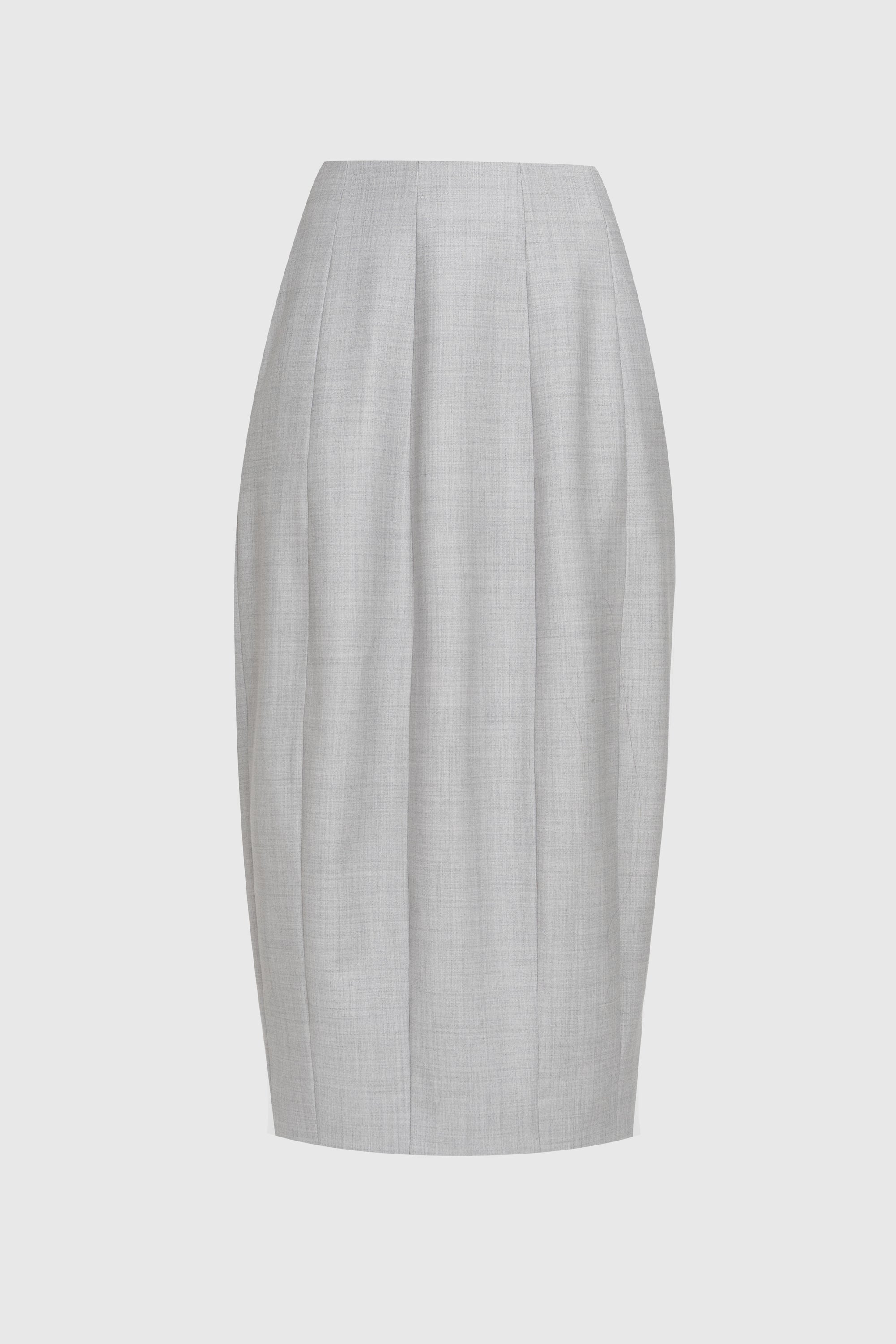 Wool Midi Pencil Skirt with Pleats