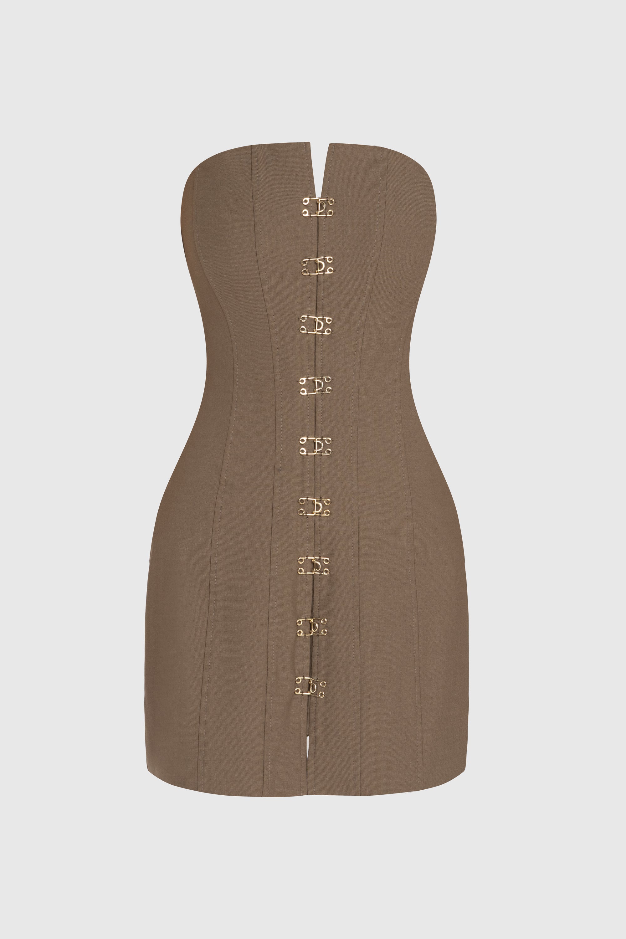 Wool Mini Dress with Gold Clasps