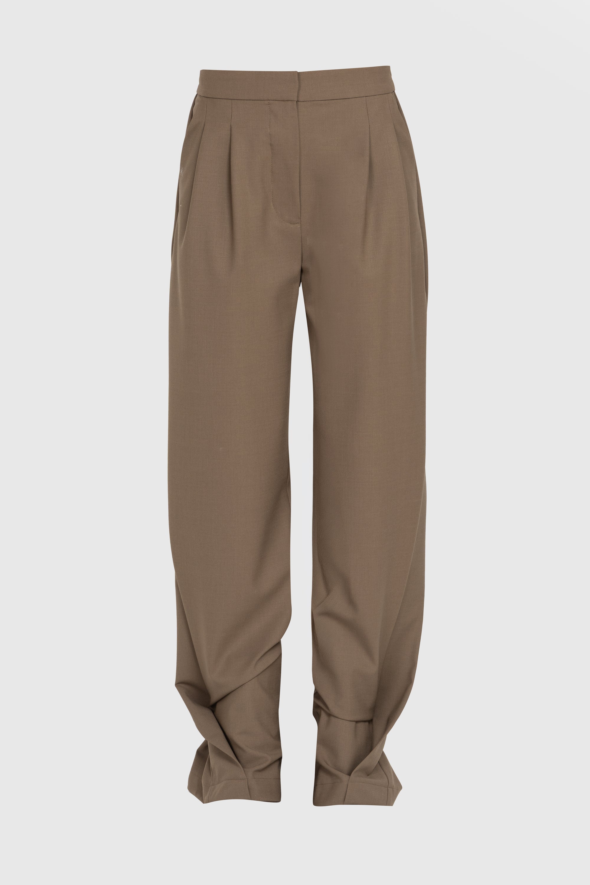 Wool Wide-Leg Trousers with Pleats