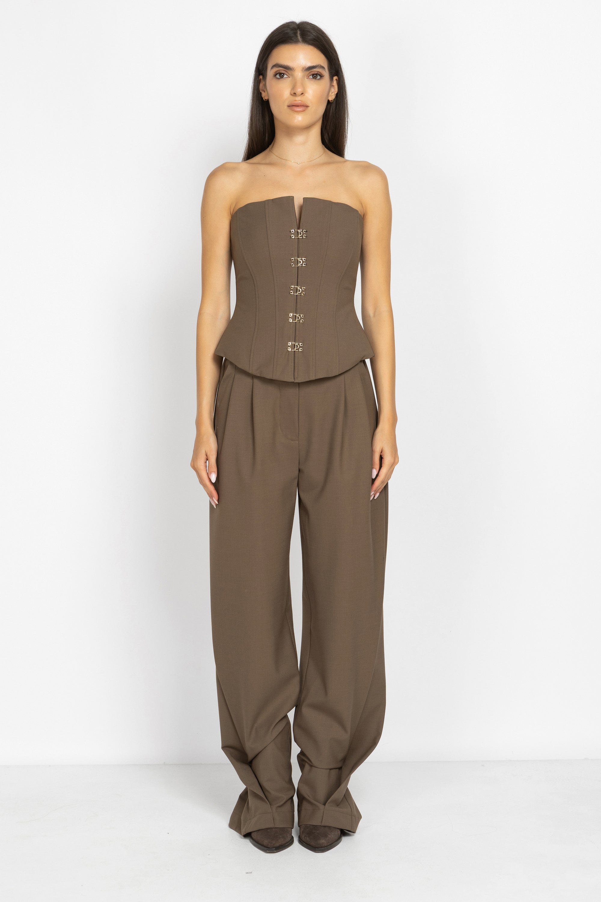 Wool Corset with Gold Clasps
