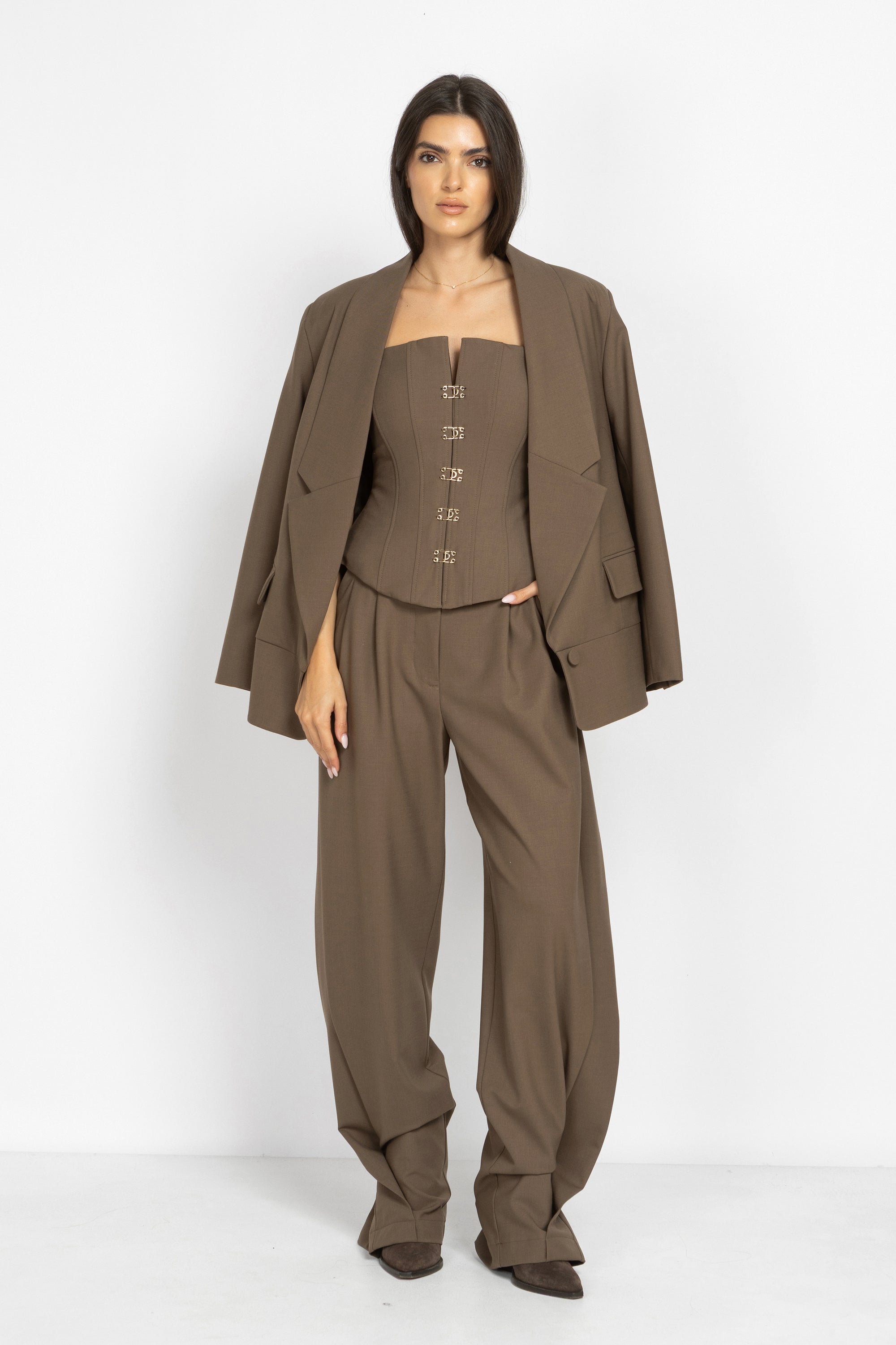 Oversized Wool Blazer with Statement Lapels