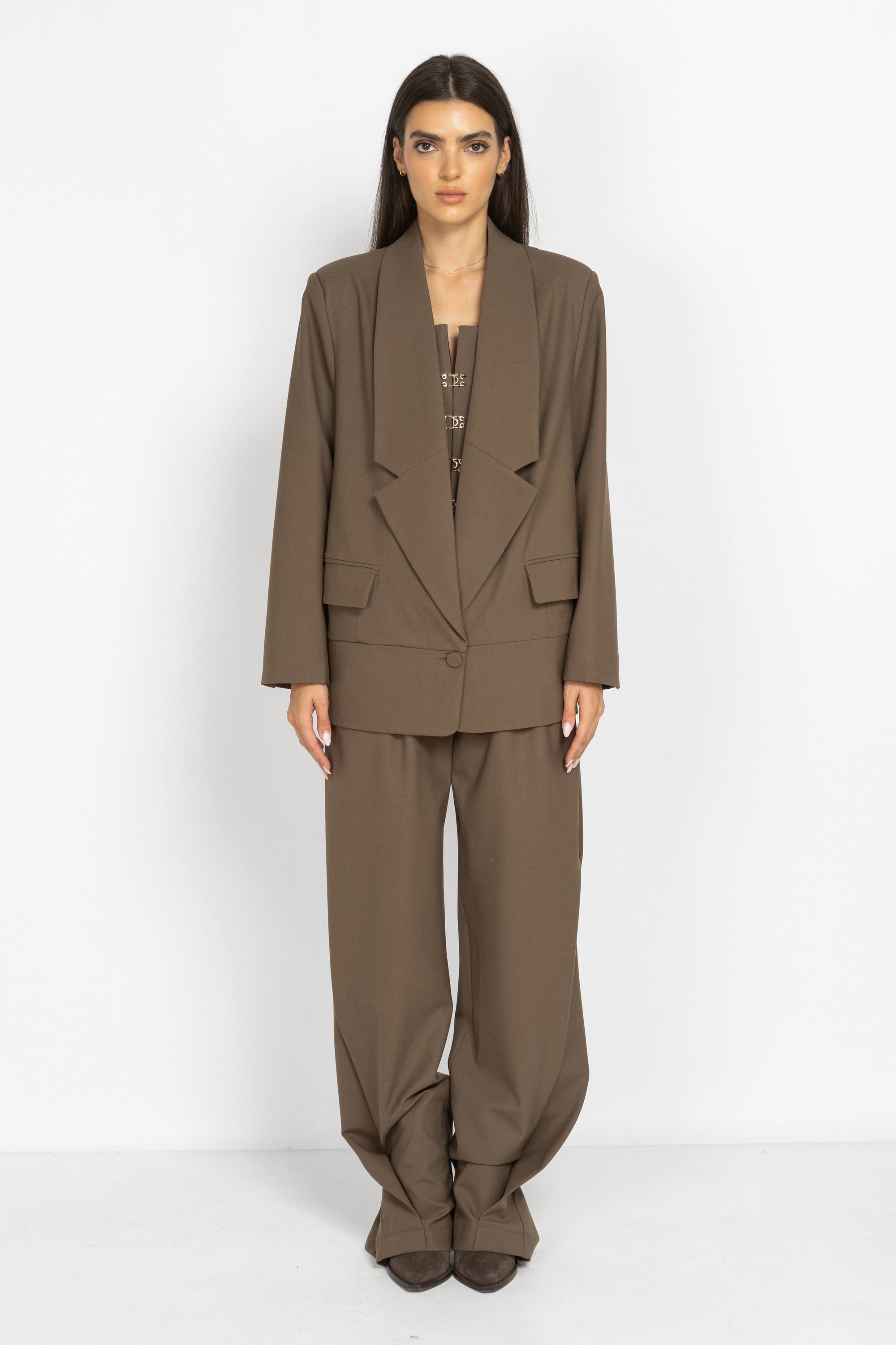 Oversized Wool Blazer with Statement Lapels