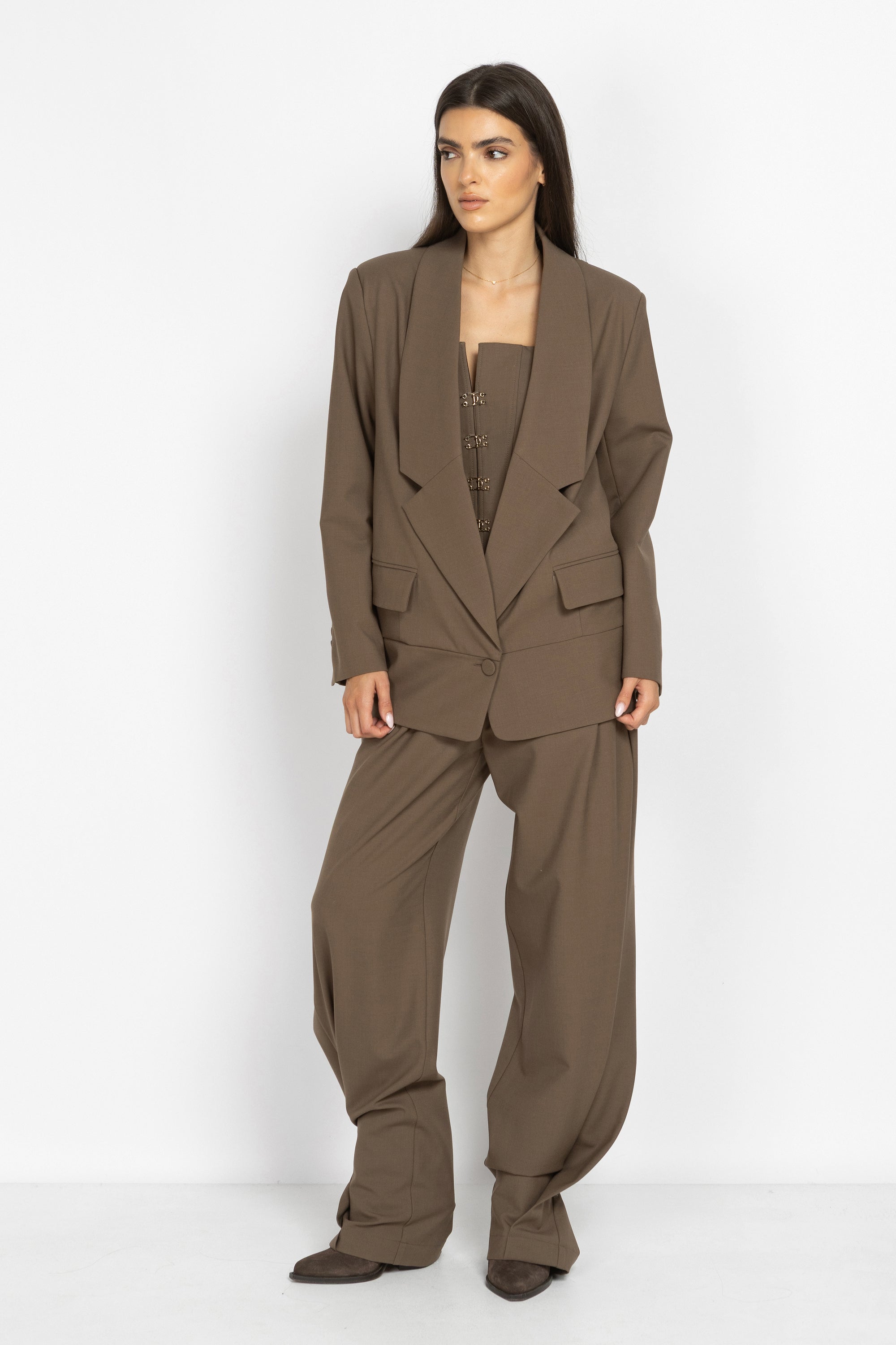 Oversized Wool Blazer with Statement Lapels