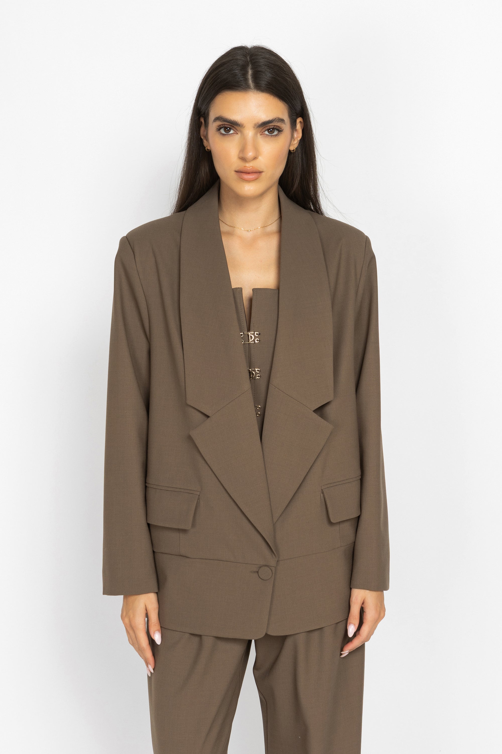 Oversized Wool Blazer with Statement Lapels