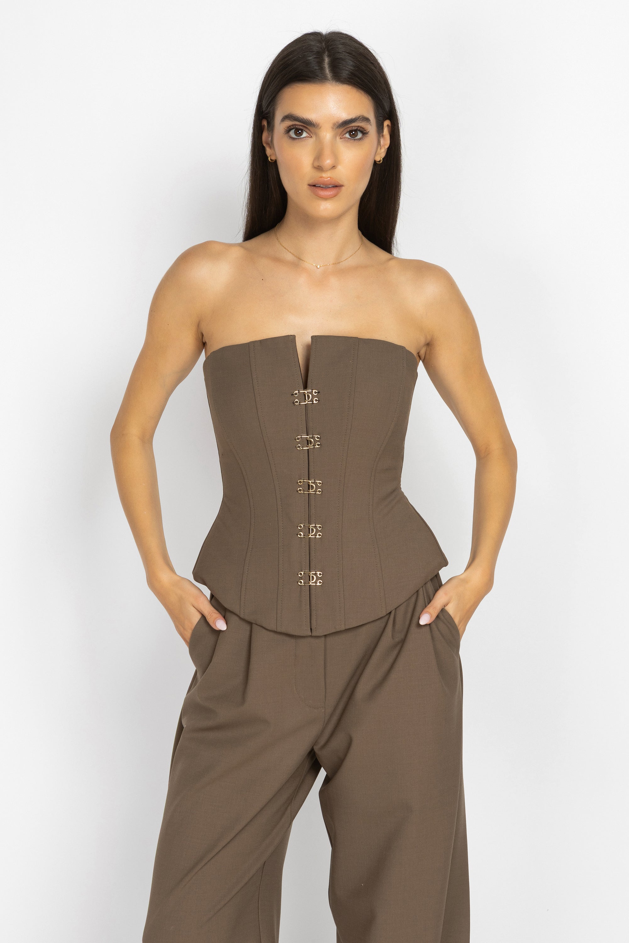 Wool Corset with Gold Clasps