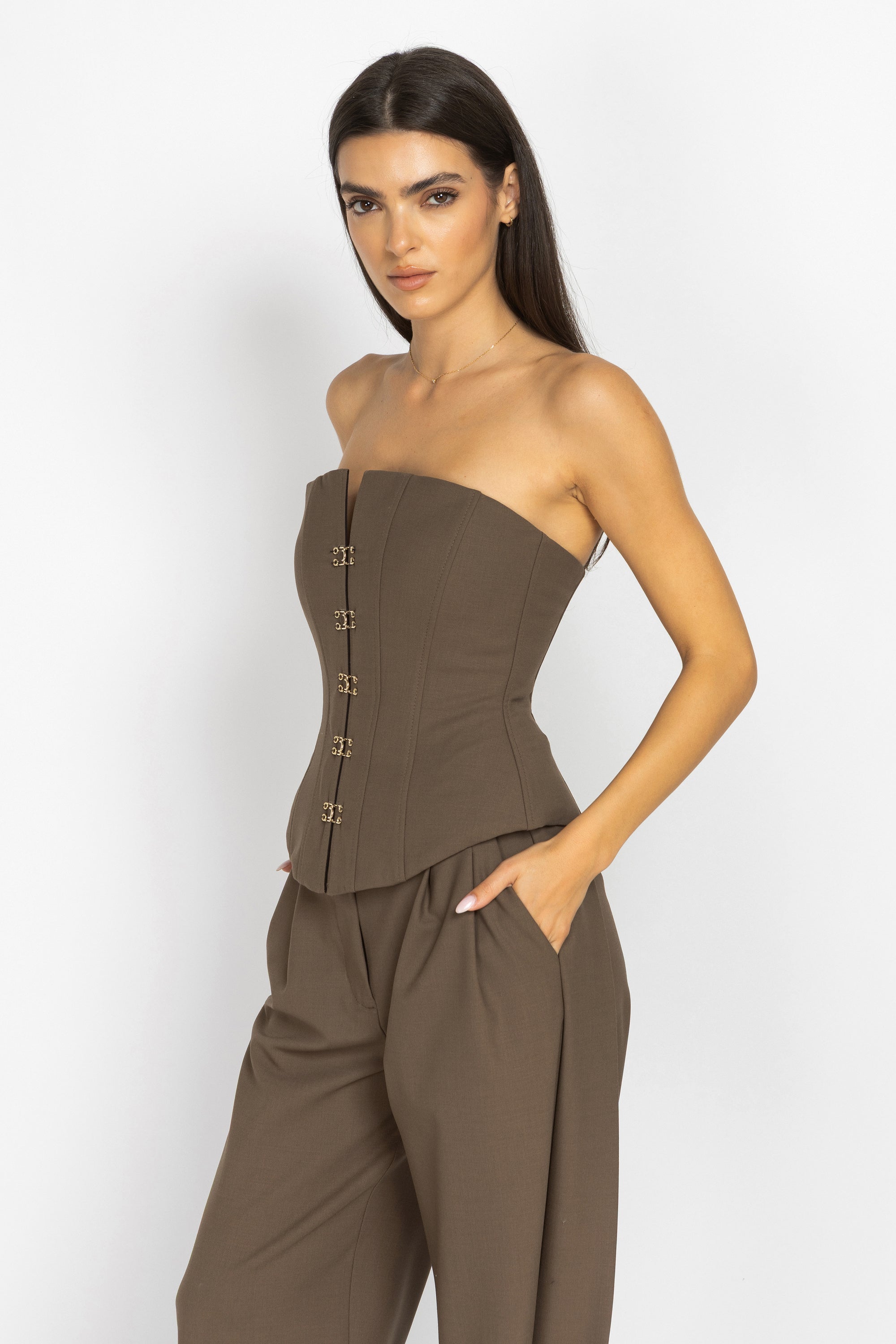Wool Corset with Gold Clasps