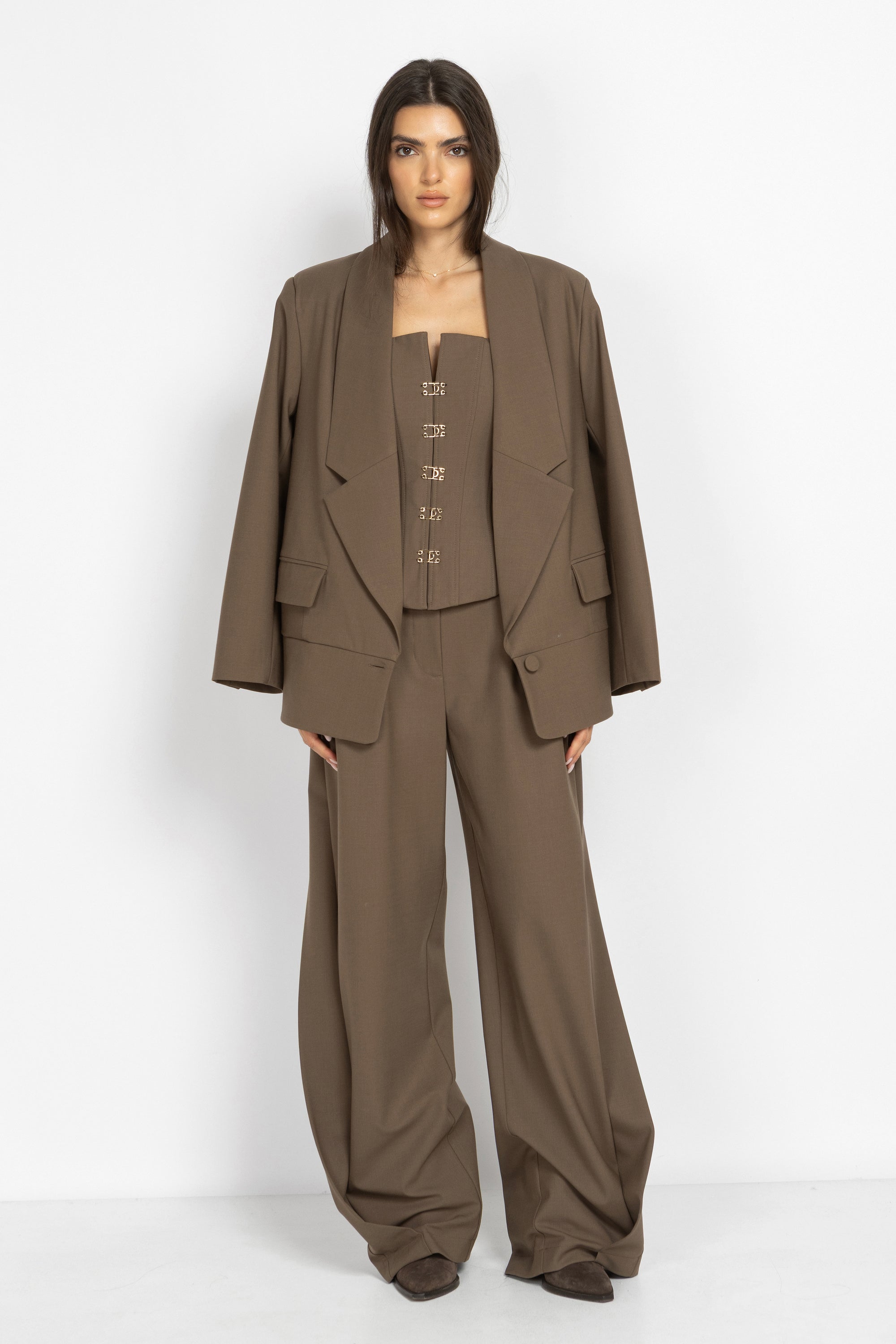 Oversized Wool Blazer with Statement Lapels