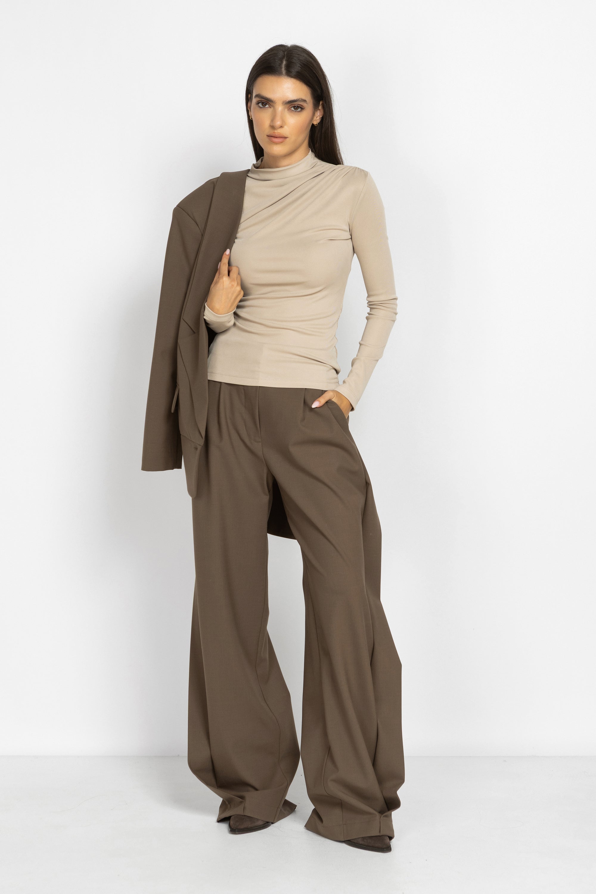 Draped High-Neck Top
