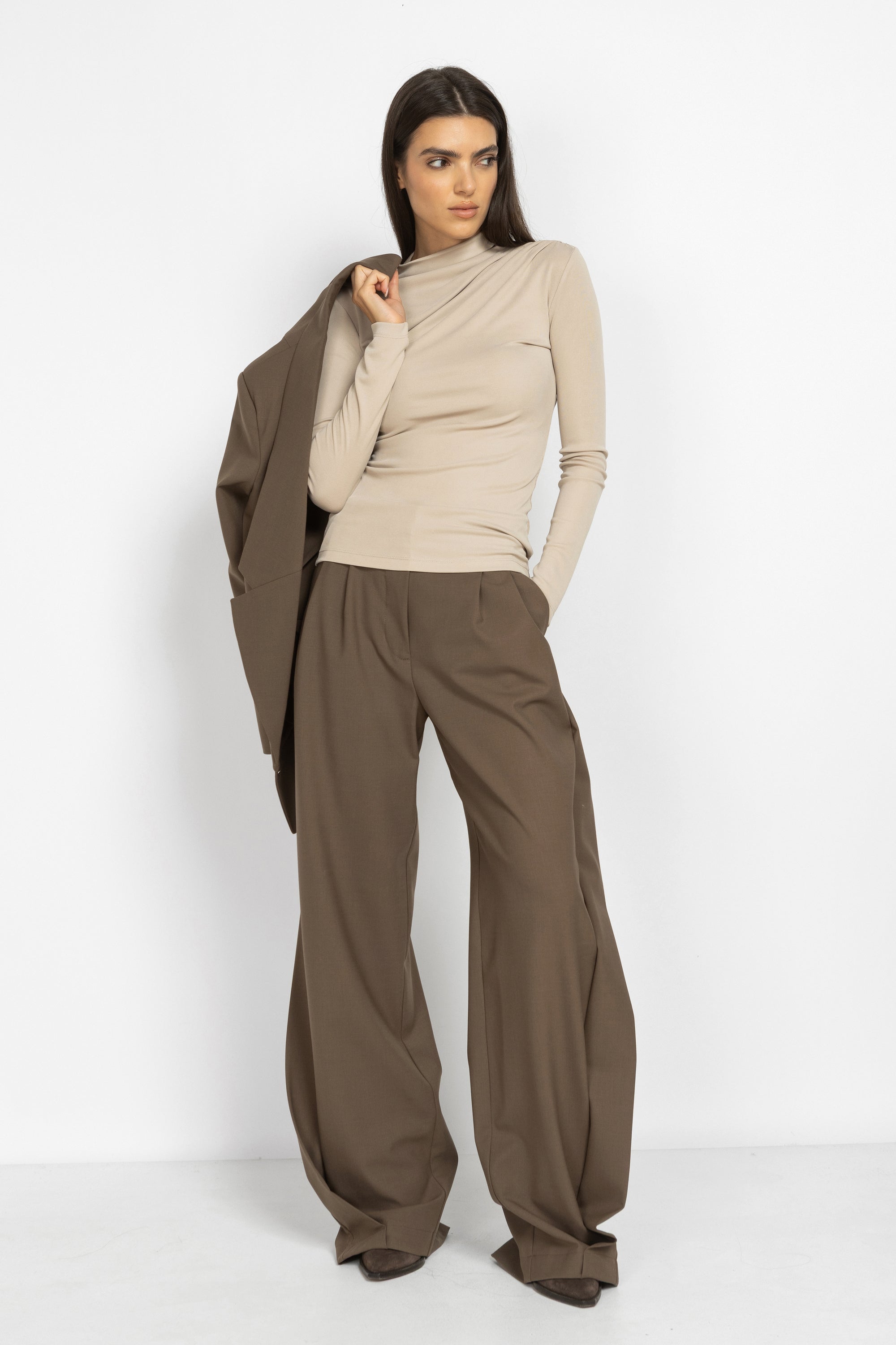 Draped High-Neck Top