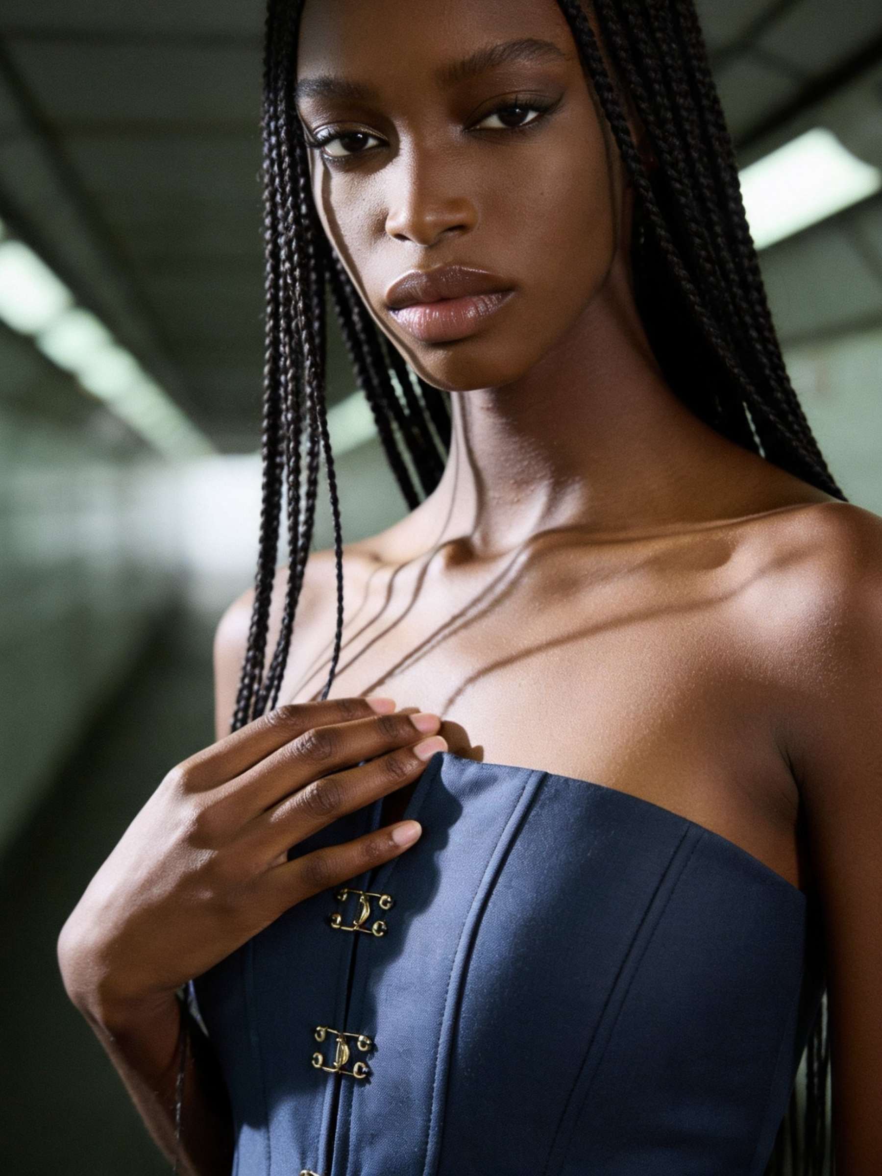 Wool Corset with Gold Clasps