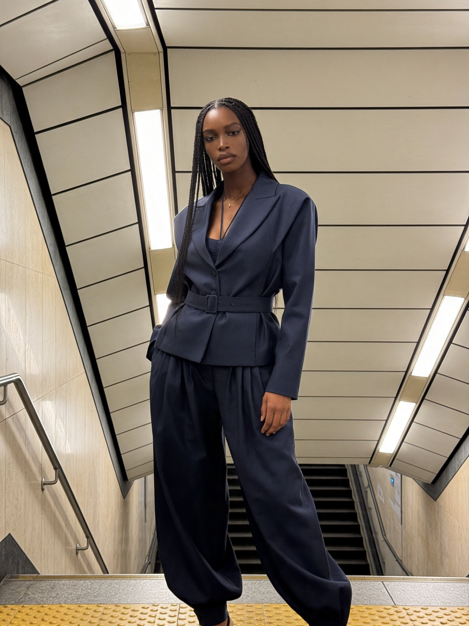 Wool Blazer with Waist Belt