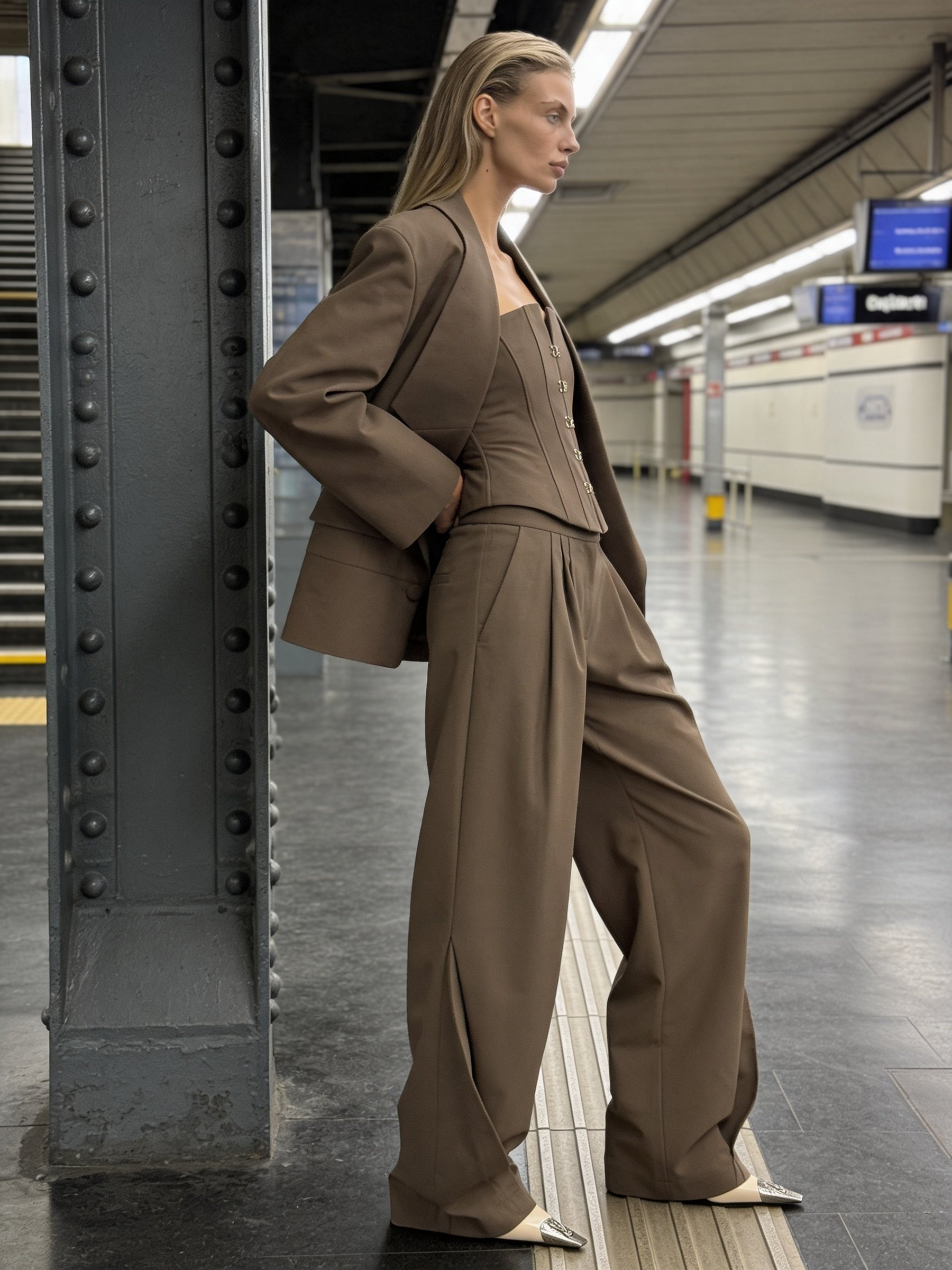 Wool Wide-Leg Trousers with Pleats