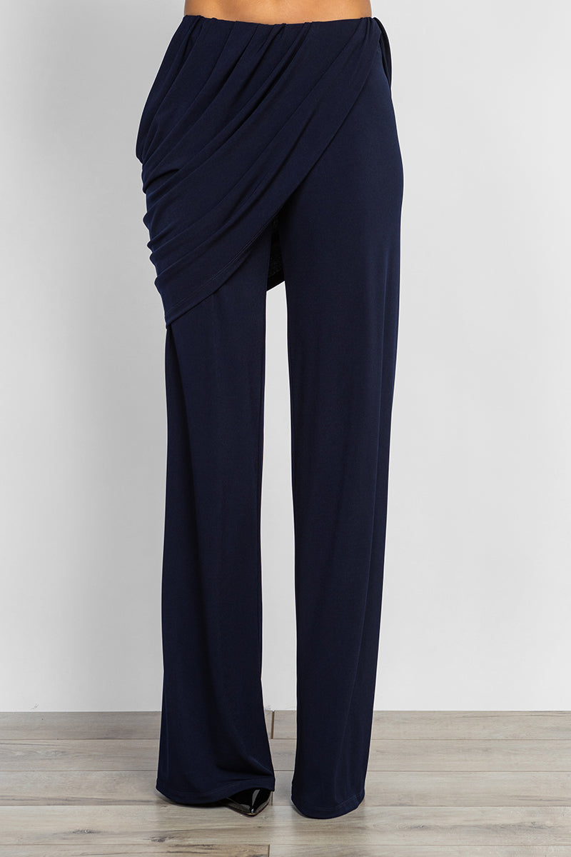 Draped viscose trousers in navy