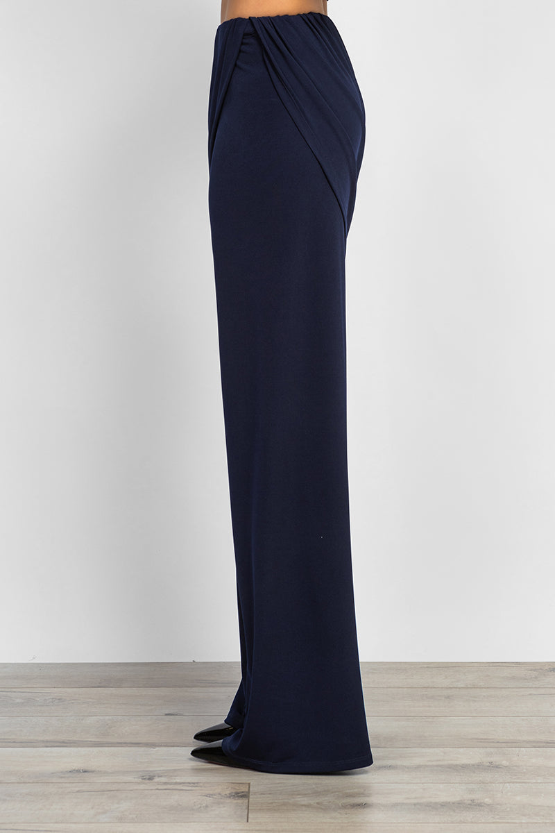 Draped viscose trousers in navy