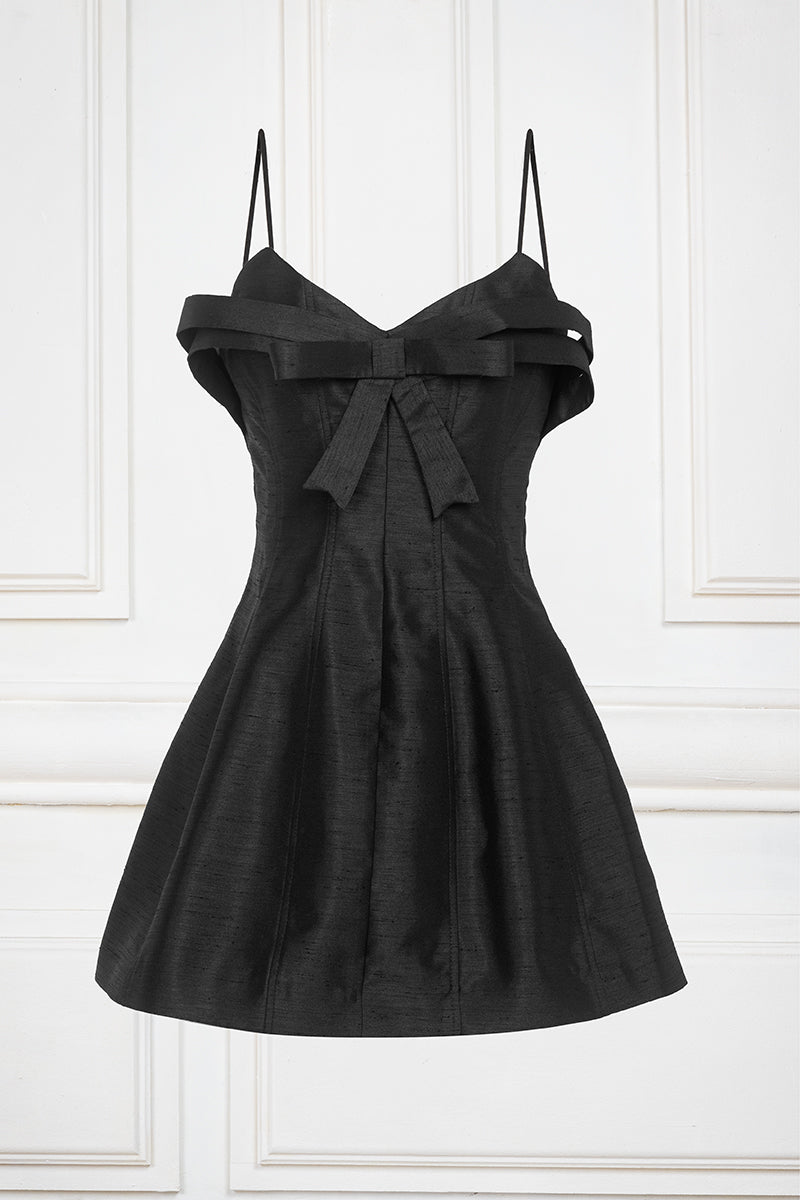 Bow Detail Mini Dress in Black