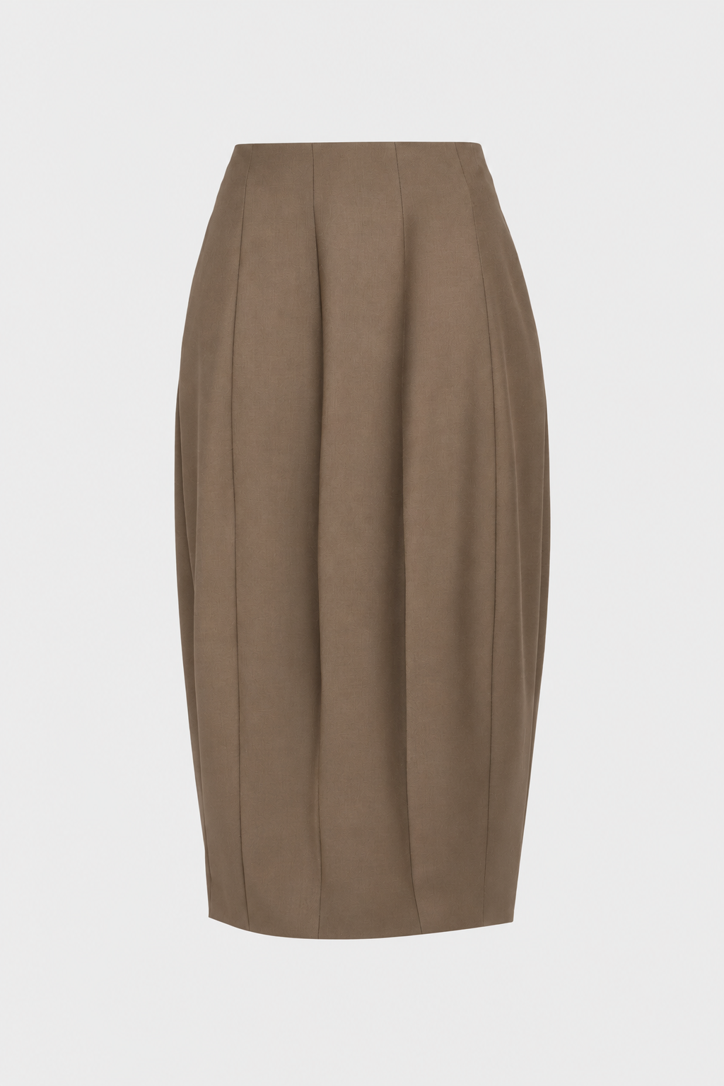 Wool Midi Pencil Skirt with Pleats