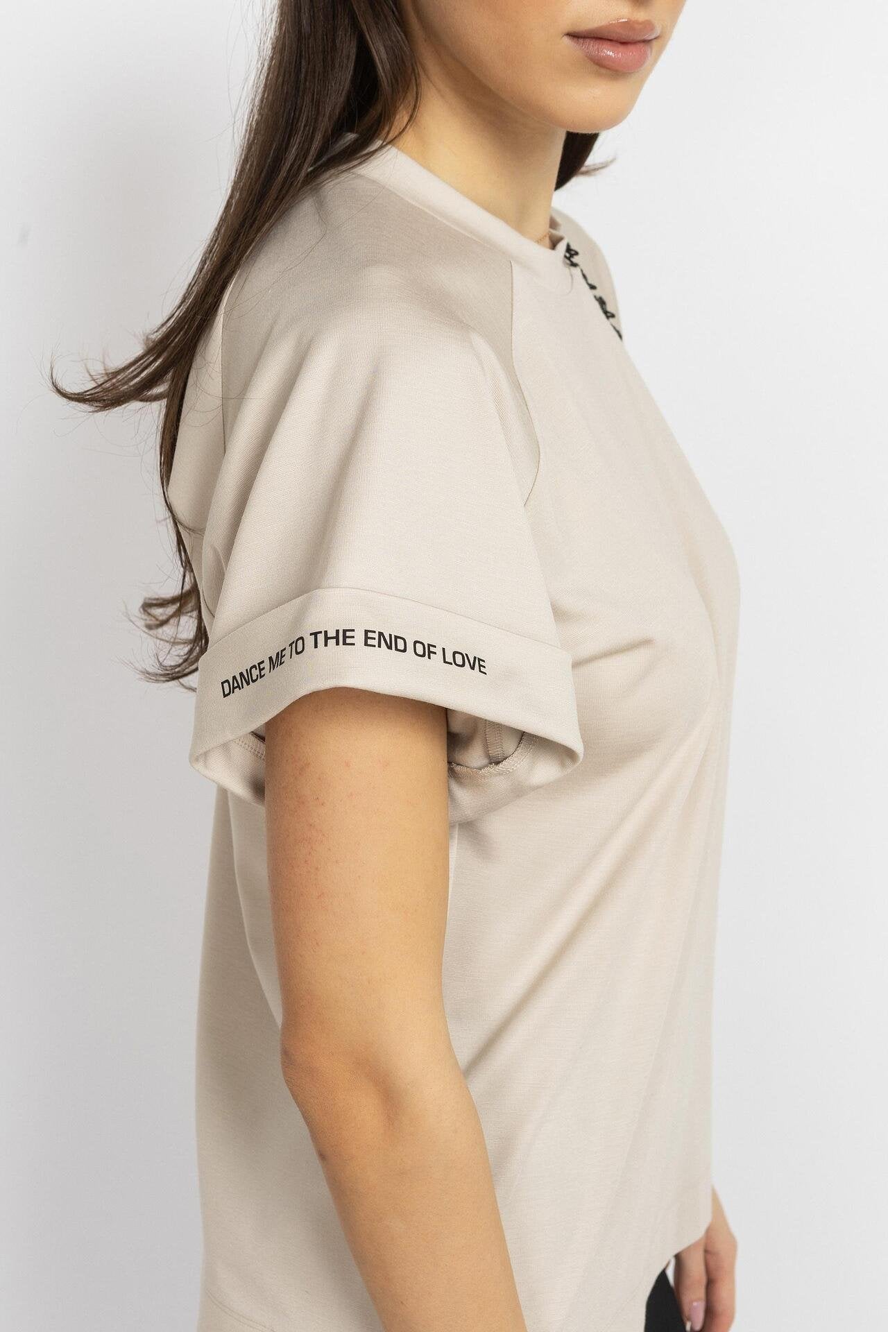 Dance Me to the End of Love” T-Shirt – Beige