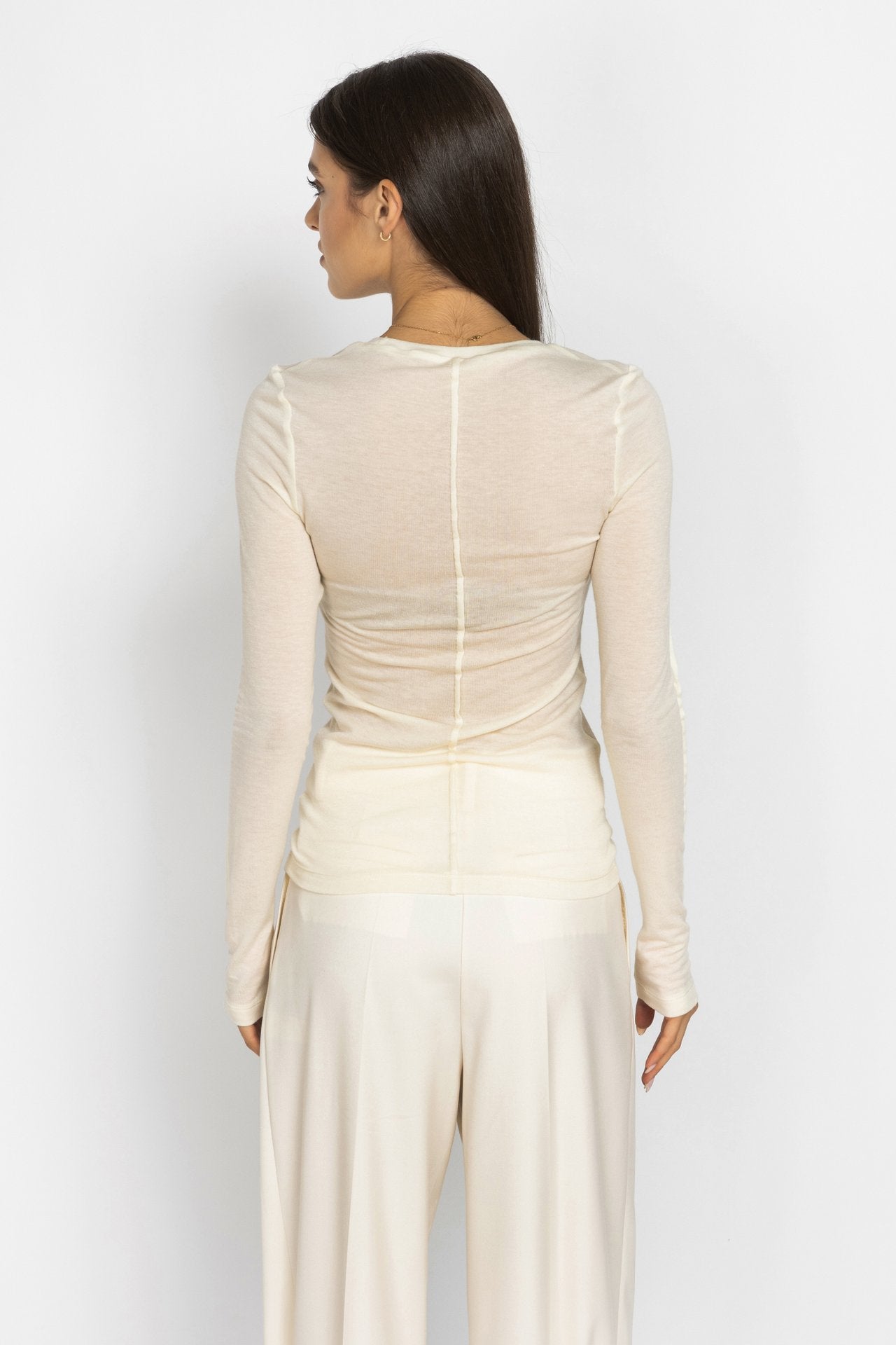 Ecru Top with Decorative Seams