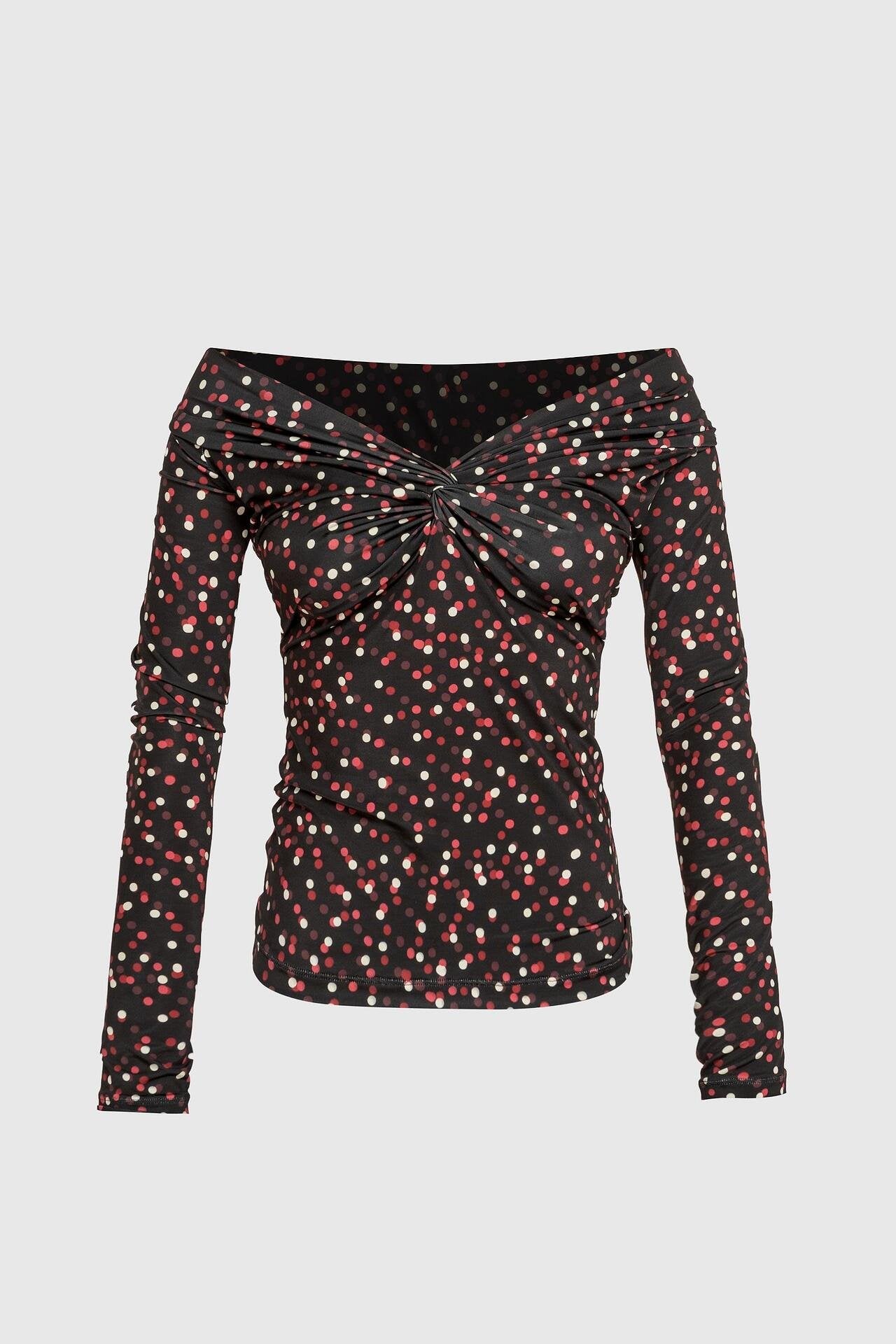 Twist Polka Dot Off-Shoulder Top
