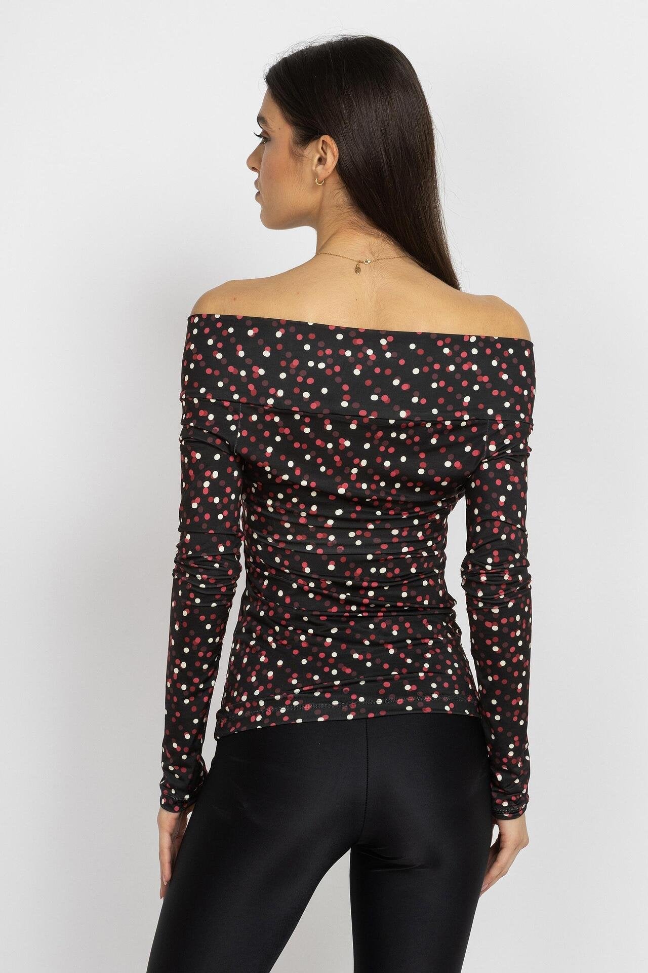 Twist Polka Dot Off-Shoulder Top