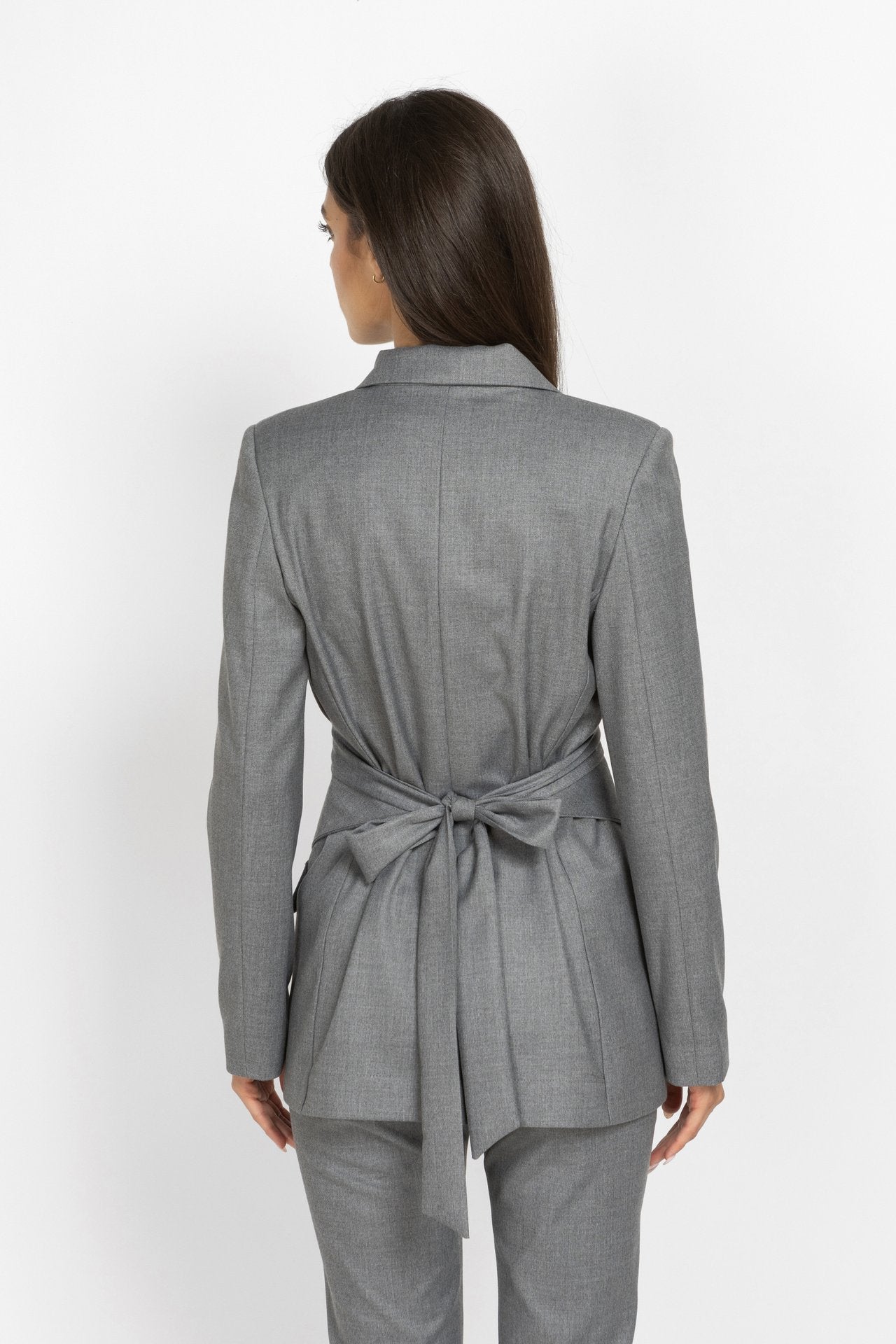 Belted Tailored Blazer in Grey