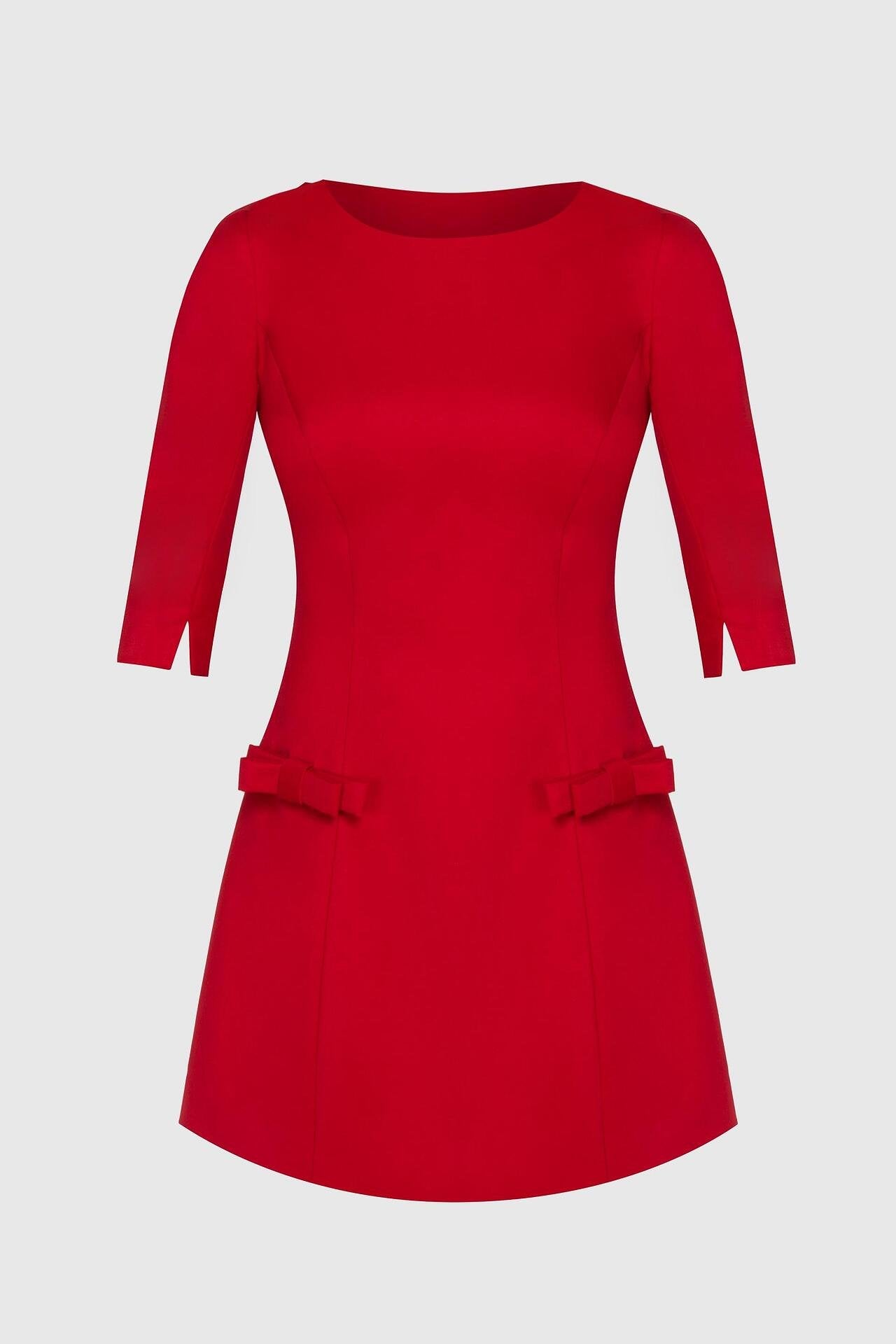 Bow Detail Mini Dress in Red