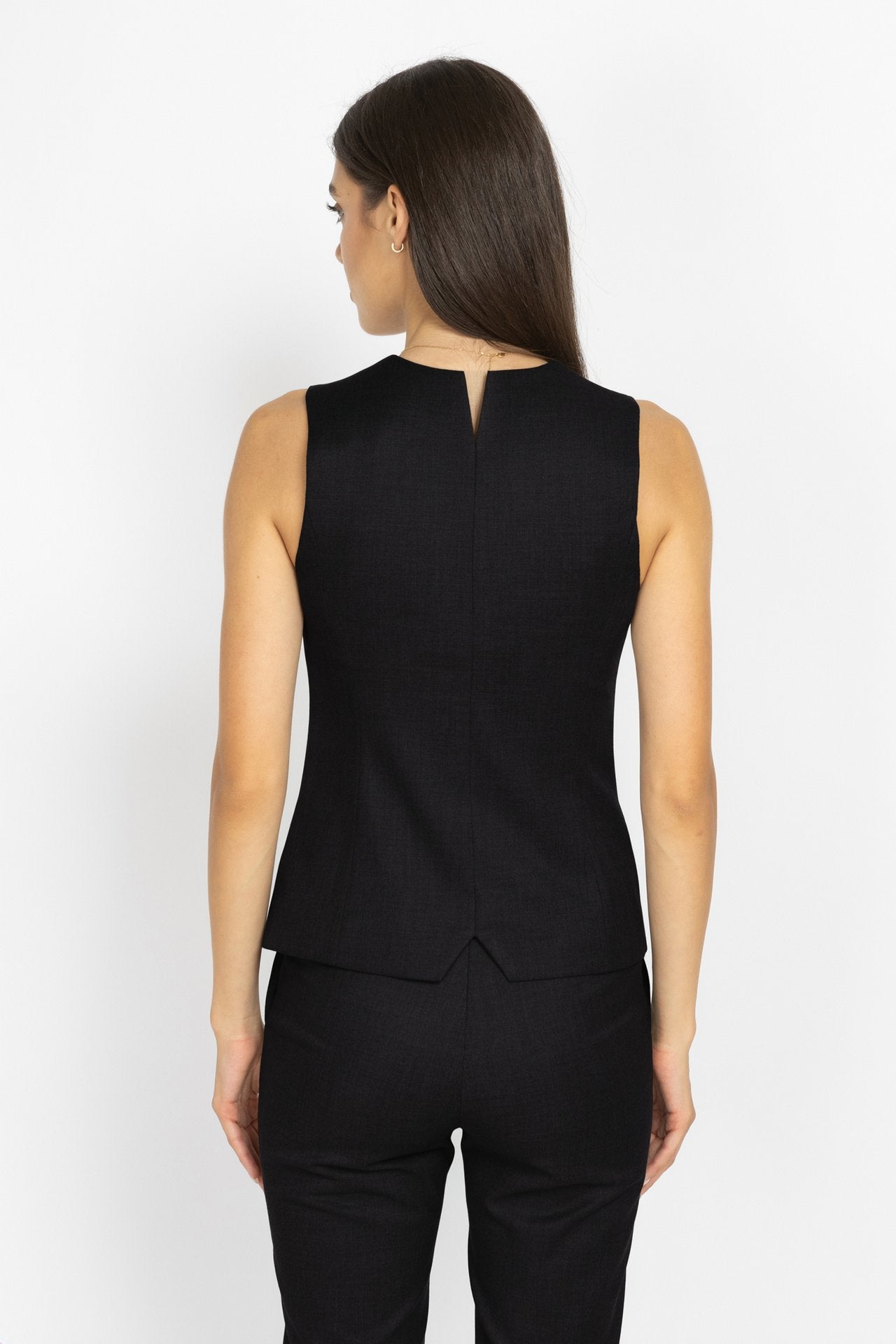 Long Tailored Vest in Black