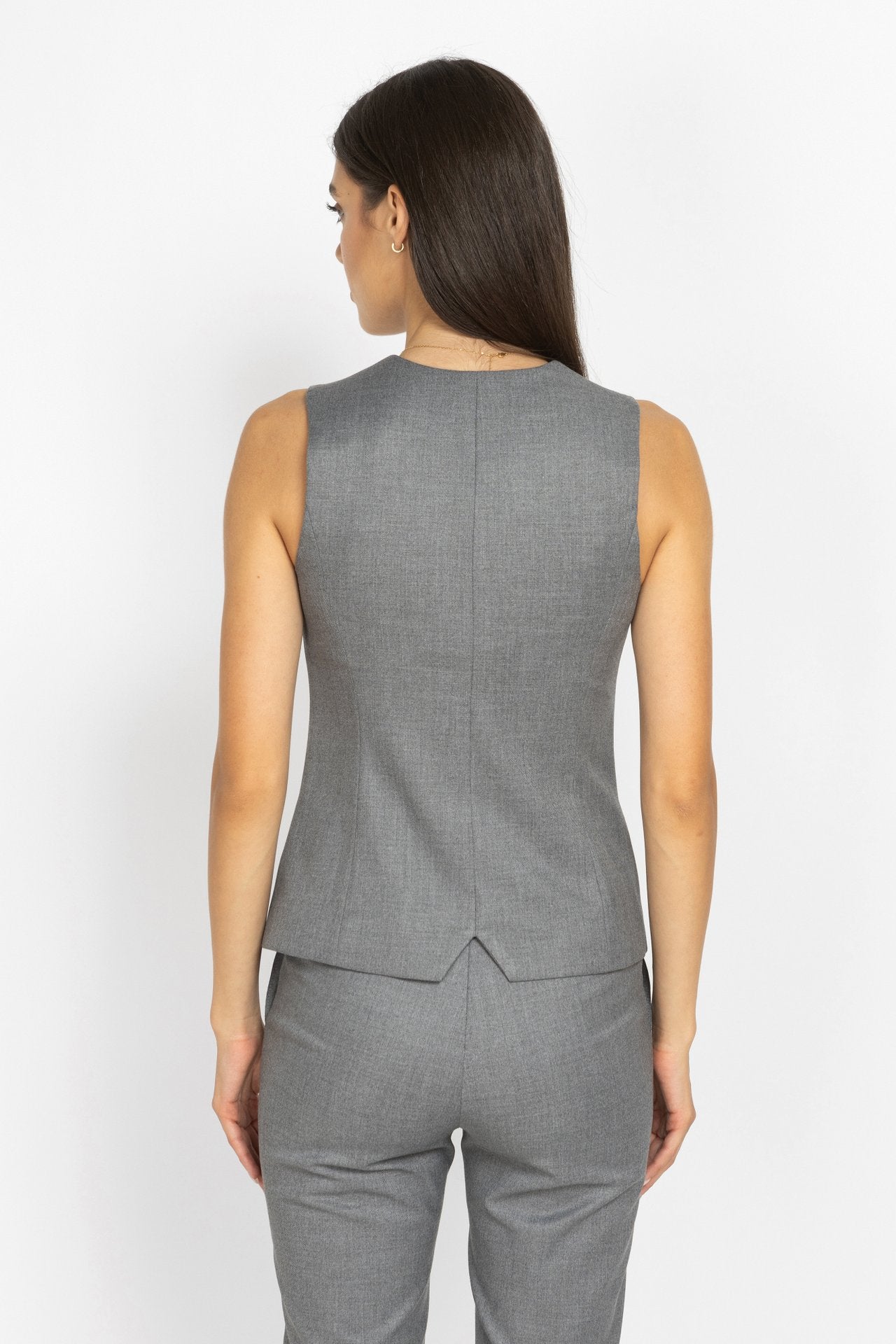 Long Tailored Vest in Grey