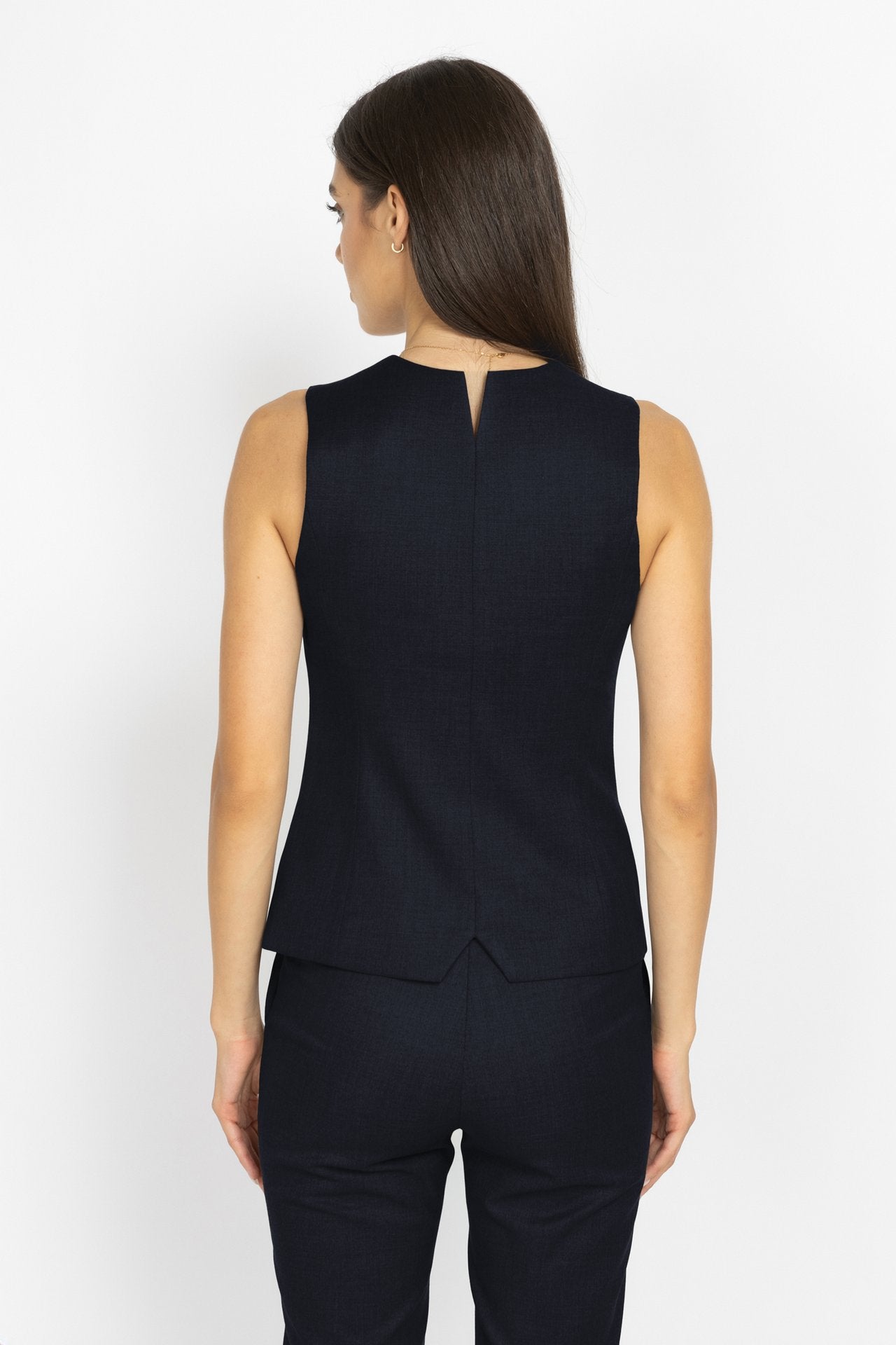 Long Tailored Vest in Blue