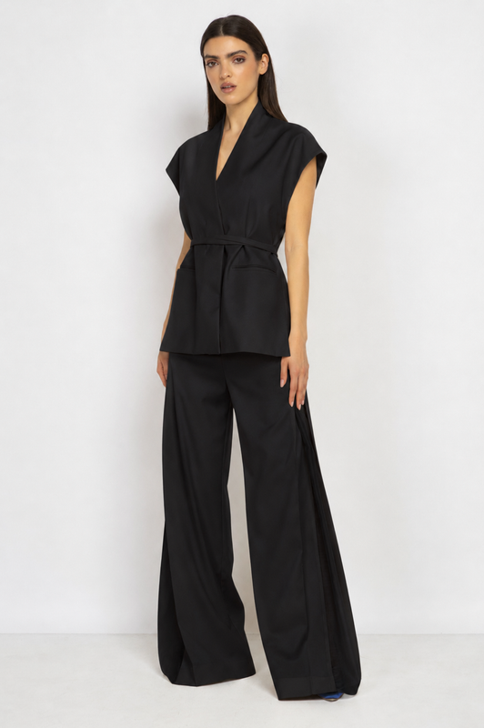 Black Trousers with Sheer Panel