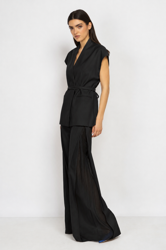 Black Trousers with Sheer Panel
