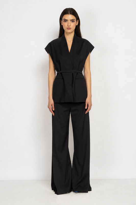 Black Trousers with Sheer Panel