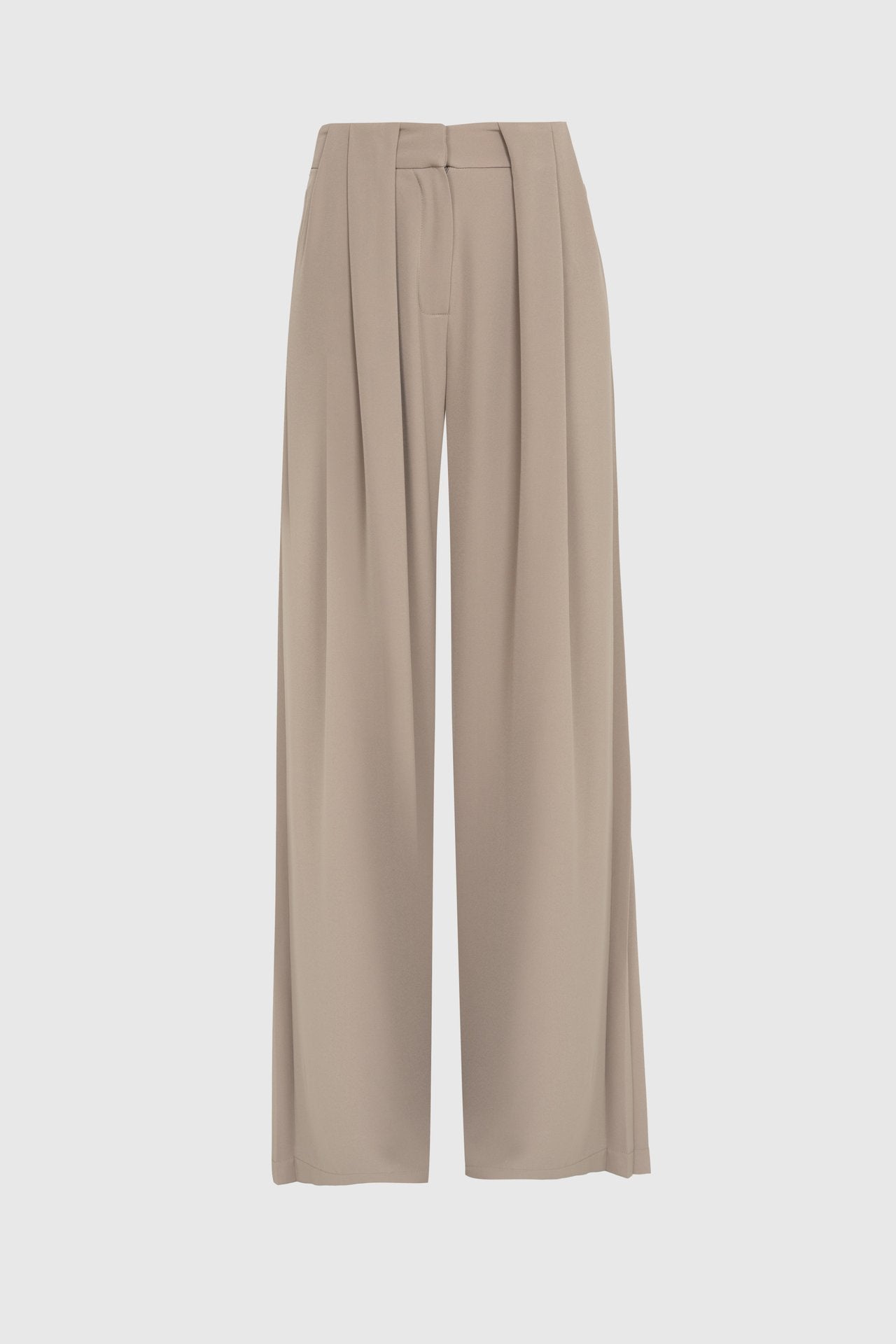 Long Pleated Trousers in Mocha