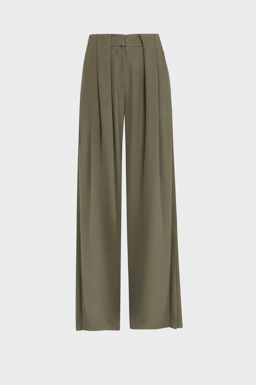 Long Pleated Trousers in Green