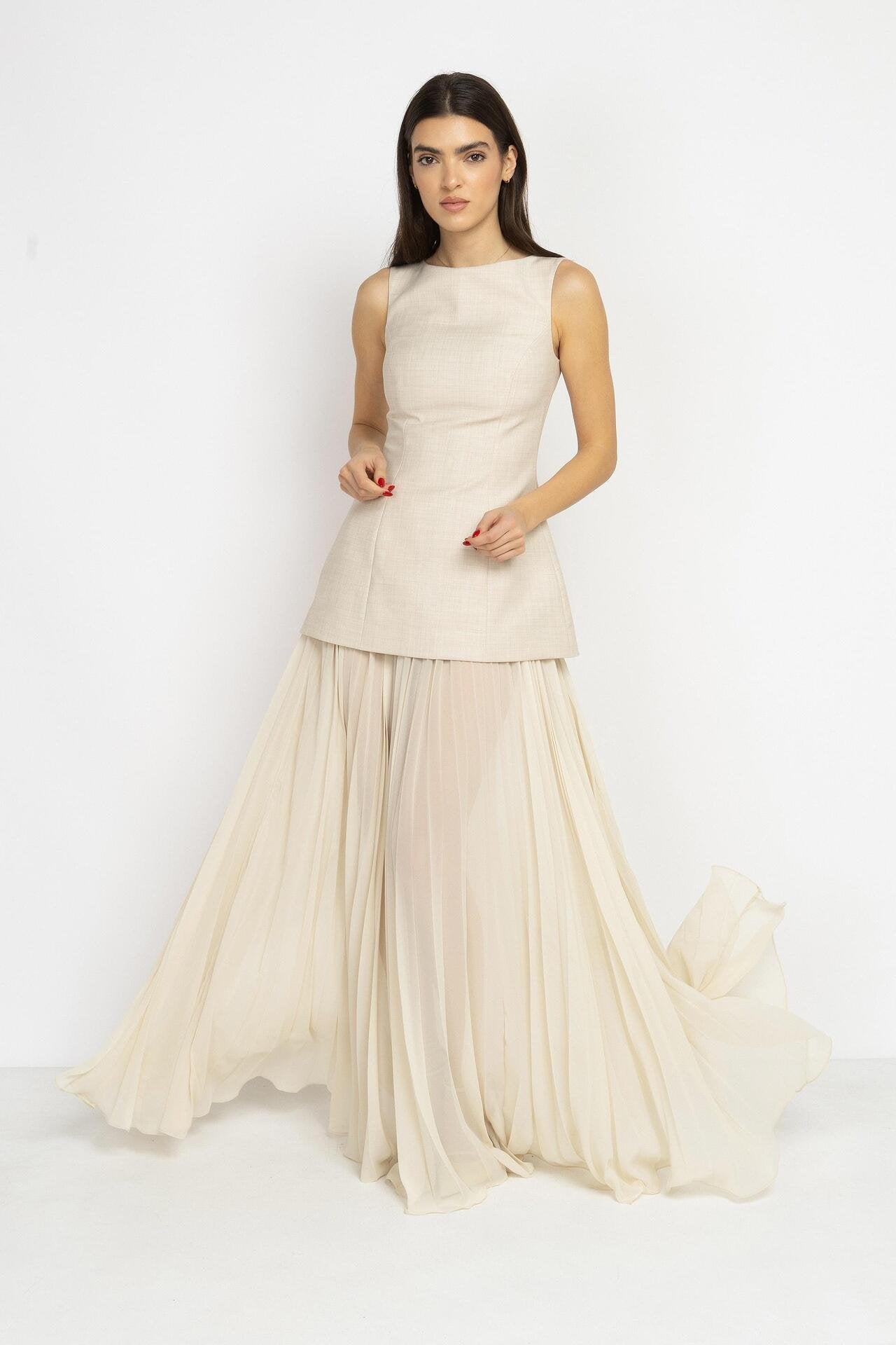 Long Wool Peplum To