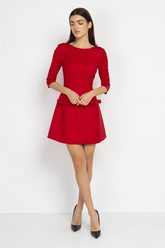 Bow Detail Mini Dress in Red