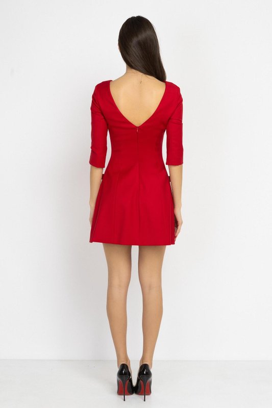 Bow Detail Mini Dress in Red