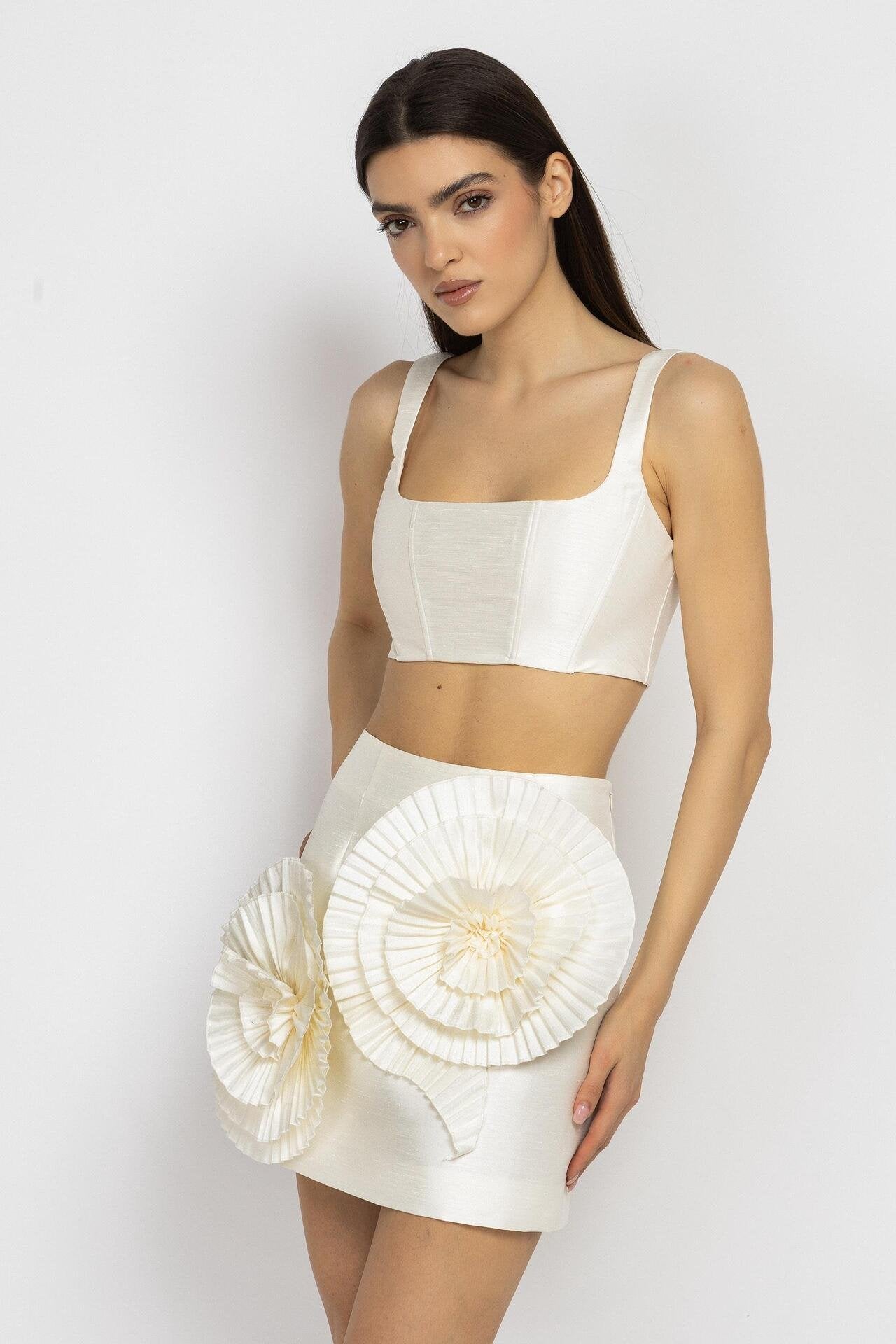 Corset Crop Top in Ecru