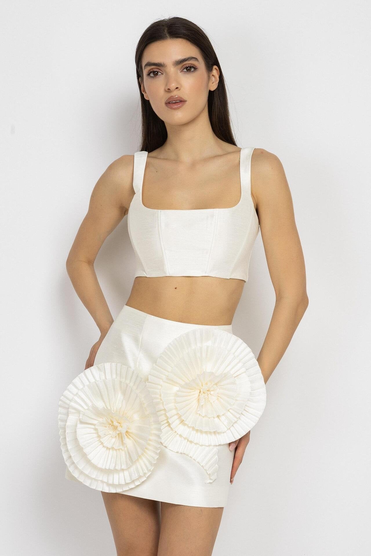 Corset Crop Top in Ecru