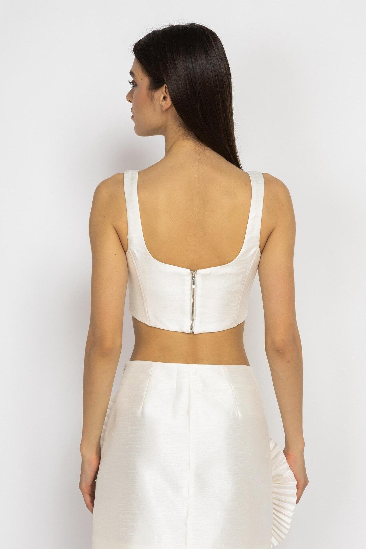 Corset Crop Top in Ecru