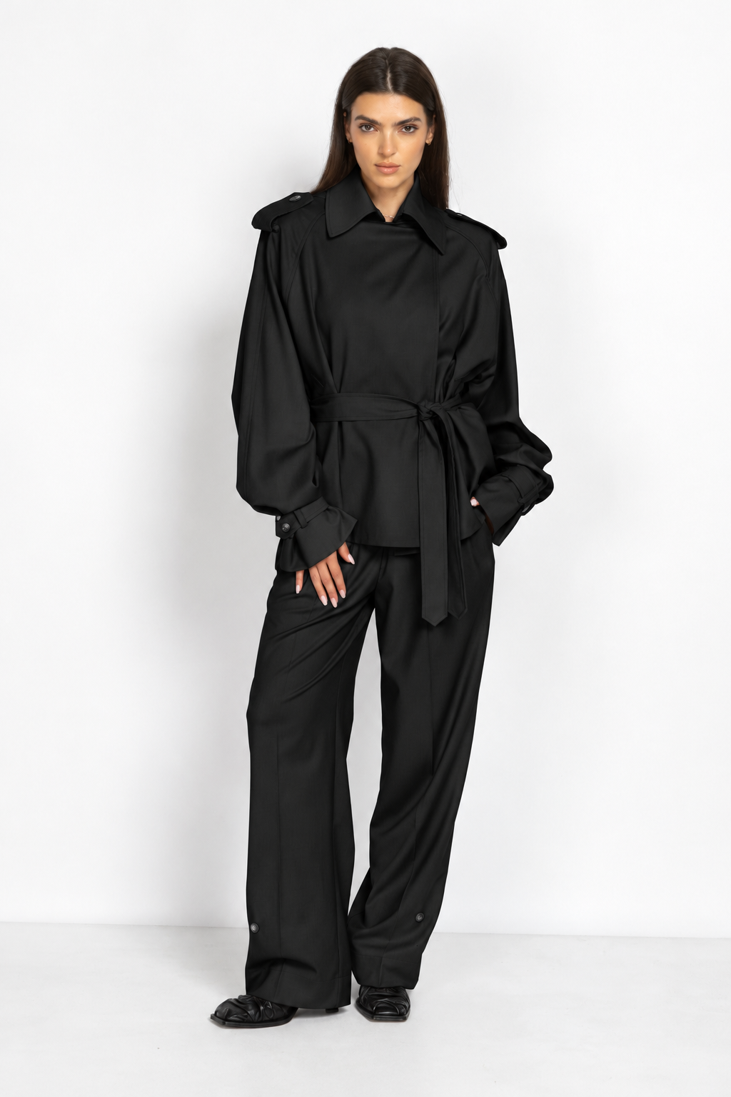 Oversized Trench Jacket with Belt