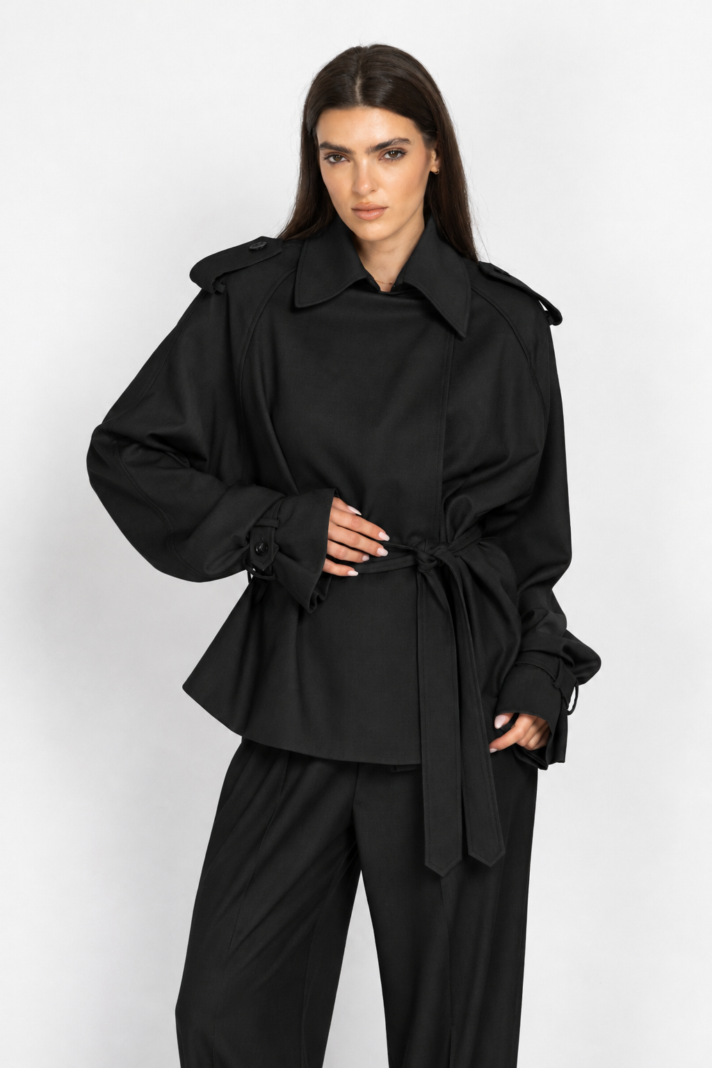 Oversized Trench Jacket with Belt